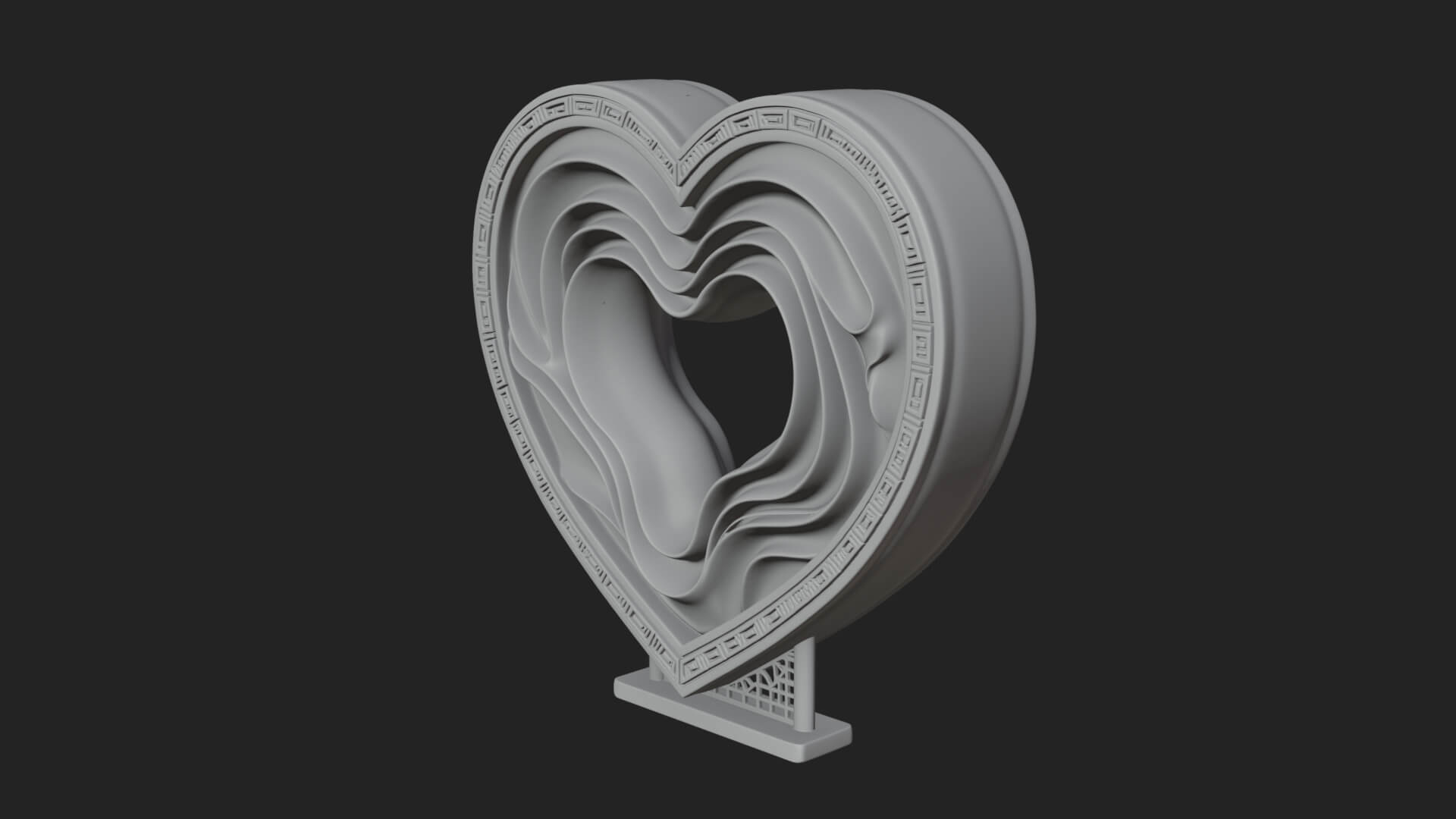 Ornate Framed Heart Plaque Design 233 3D Print Model 3D Model