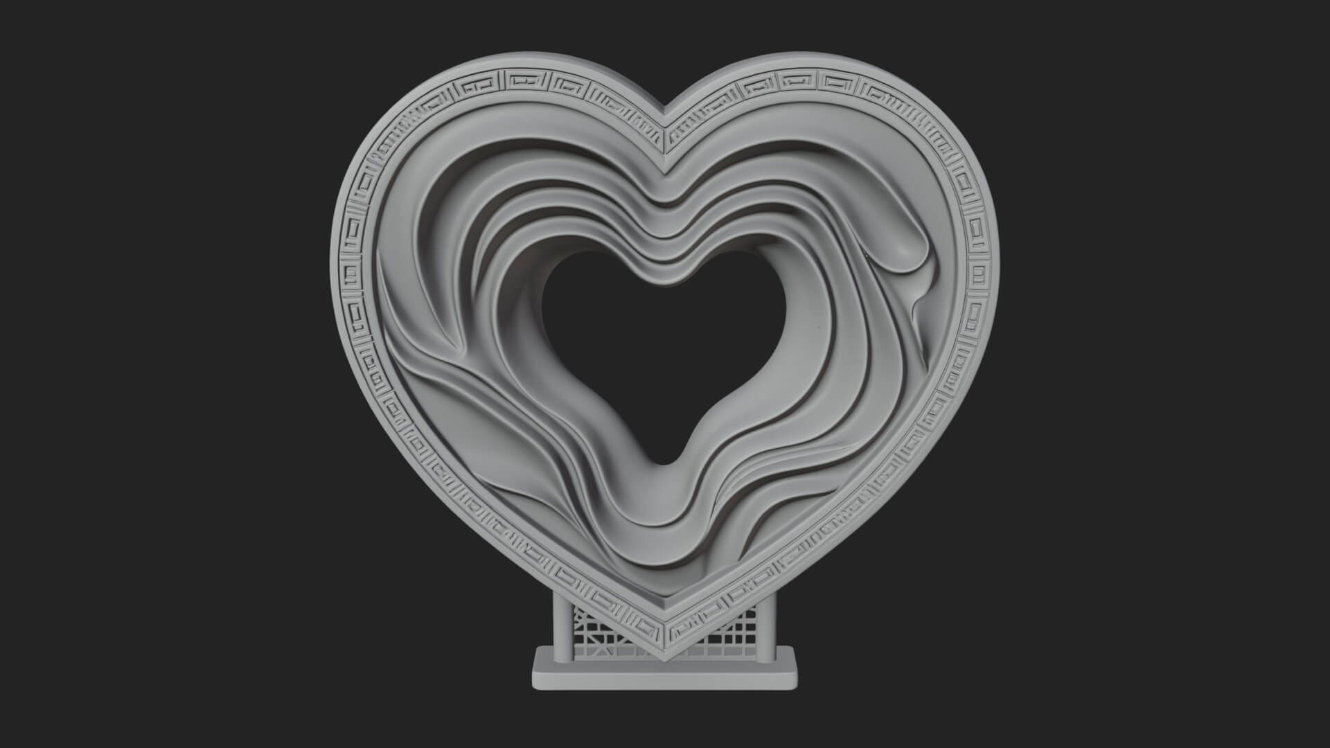 Ornate Framed Heart Plaque Design 233 3D Print Model 3D Model