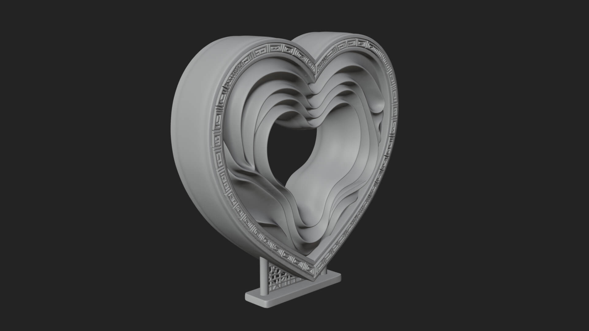 Ornate Framed Heart Plaque Design 233 3D Print Model 3D Model