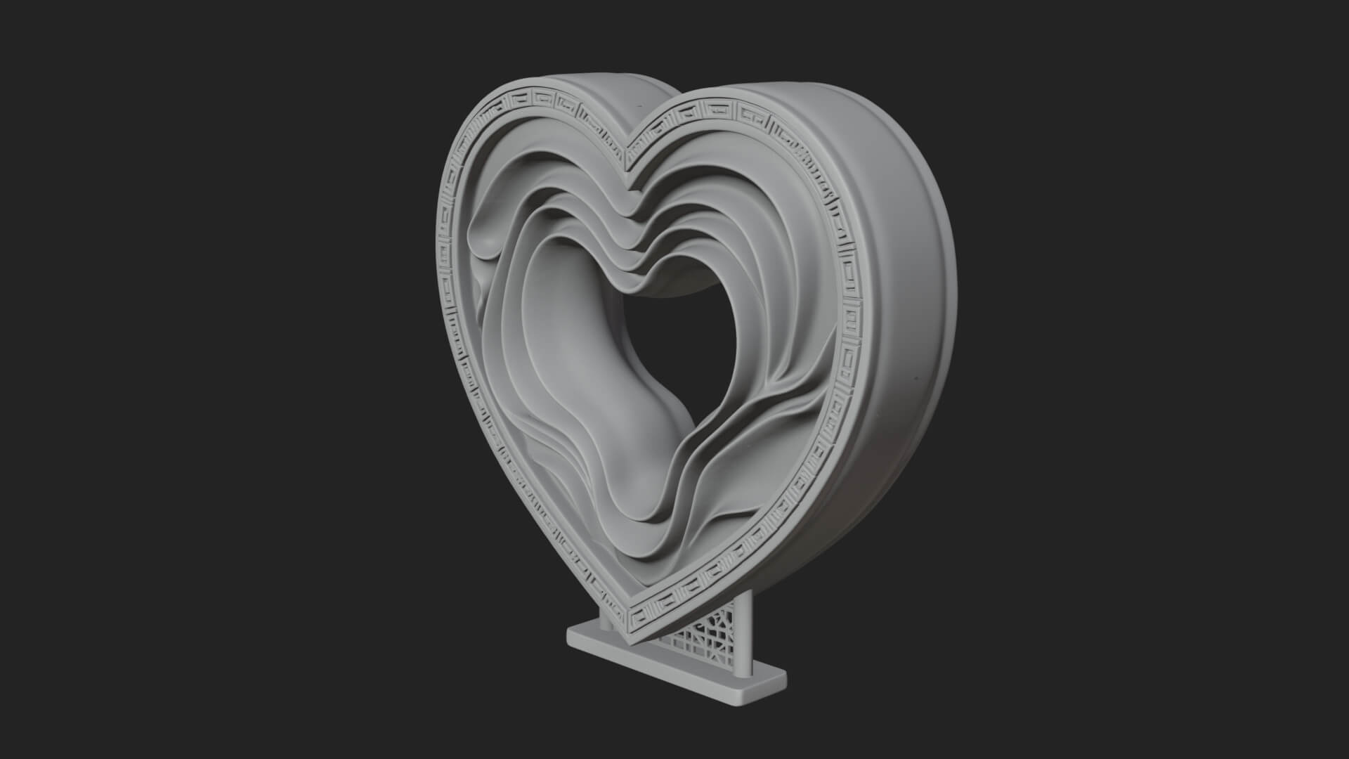Ornate Framed Heart Plaque Design 233 3D Print Model 3D Model