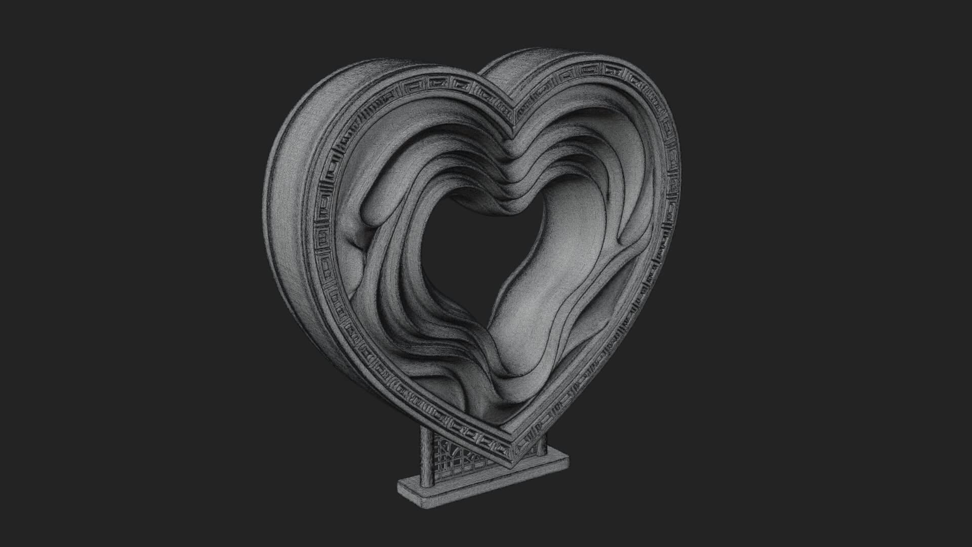 Ornate Framed Heart Plaque Design 233 3D Print Model 3D Model