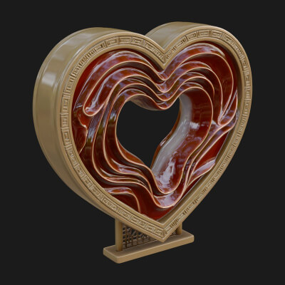 Ornate Framed Heart Plaque Design 233 3D Print Model