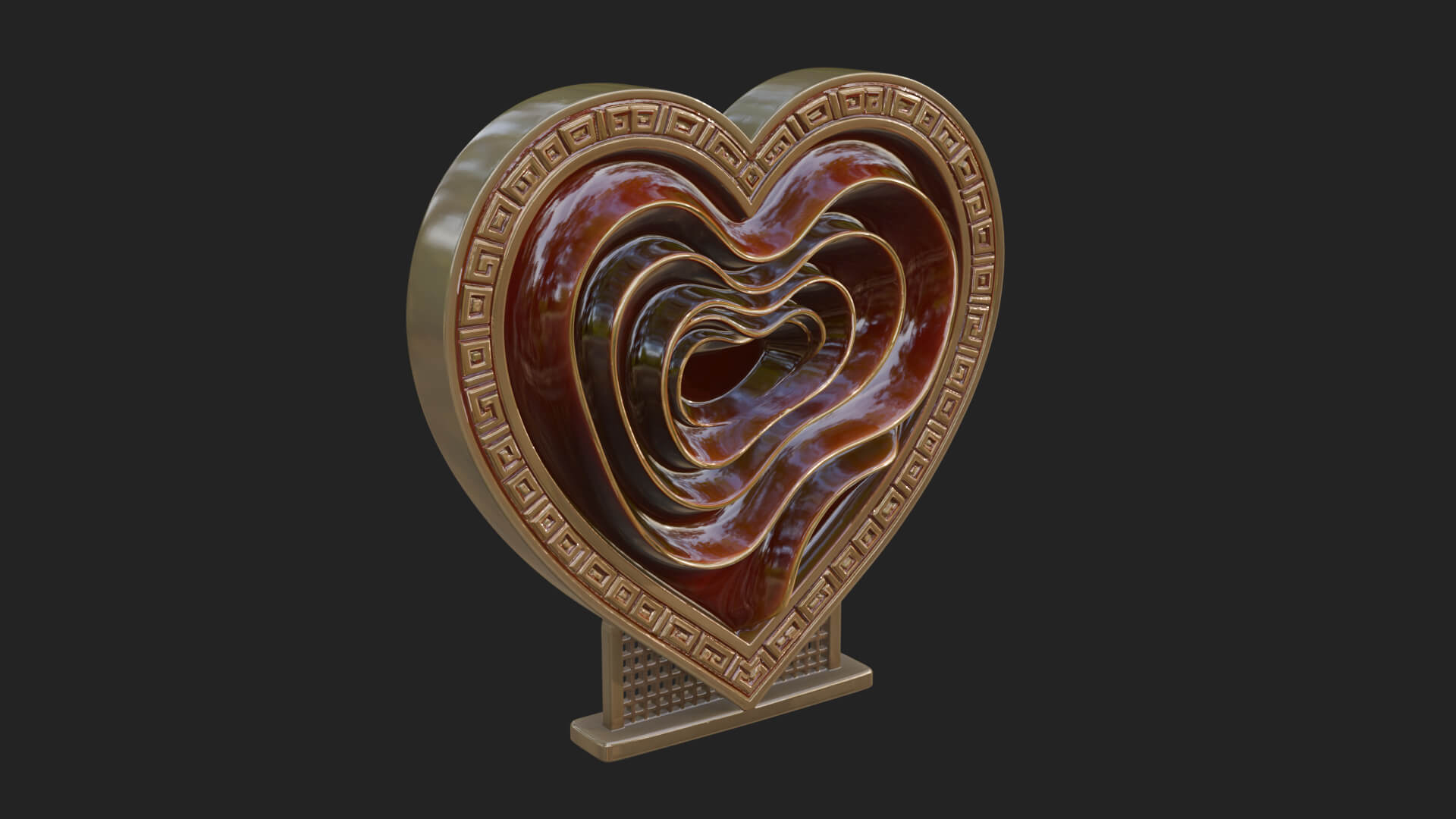 Ornate Framed Heart Plaque Design 234 3D Print Model 3D Model