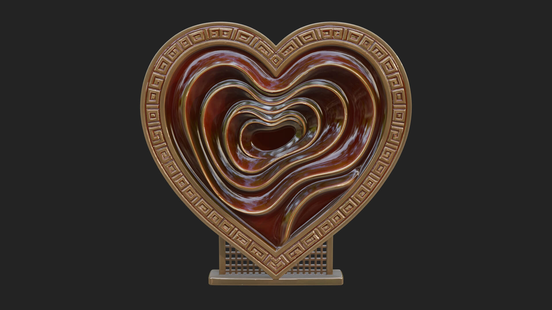 Ornate Framed Heart Plaque Design 234 3D Print Model 3D Model