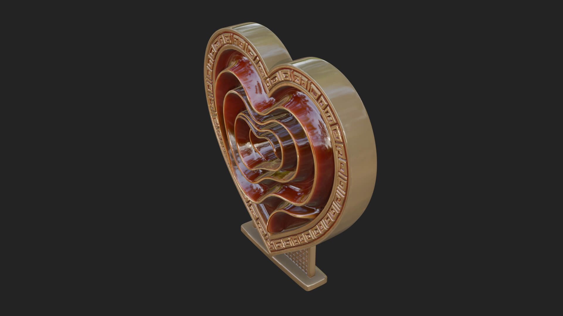 Ornate Framed Heart Plaque Design 234 3D Print Model 3D Model