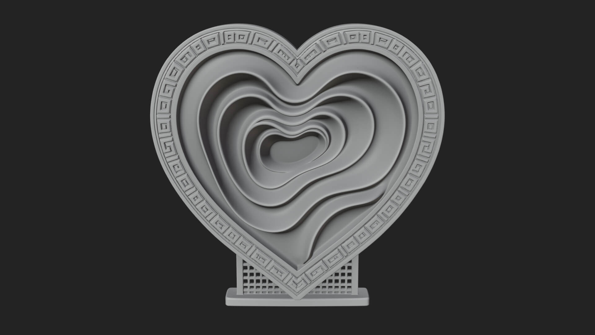Ornate Framed Heart Plaque Design 234 3D Print Model 3D Model