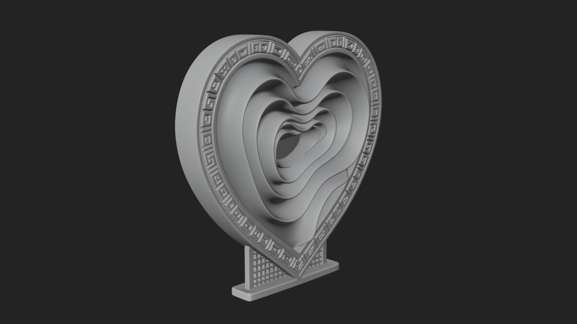 Ornate Framed Heart Plaque Design 234 3D Print Model 3D Model