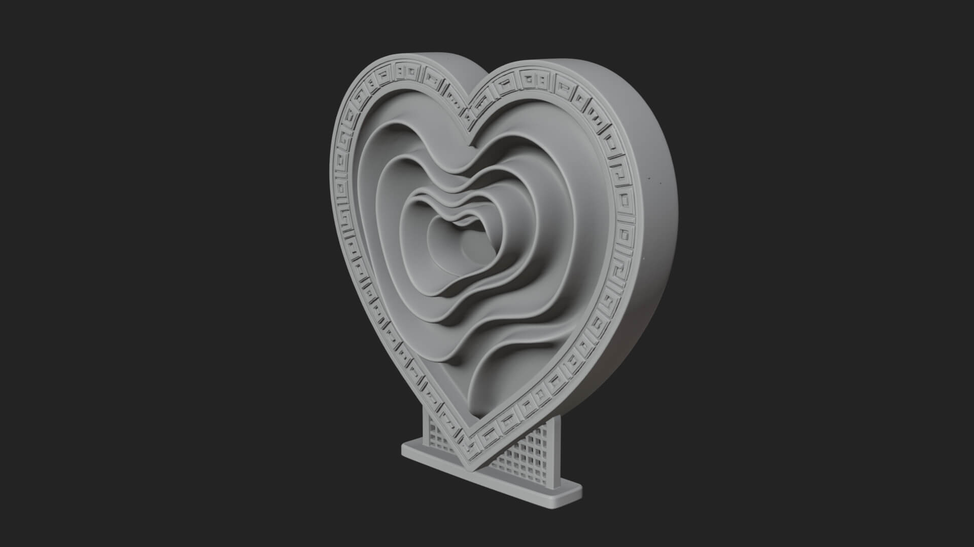Ornate Framed Heart Plaque Design 234 3D Print Model 3D Model