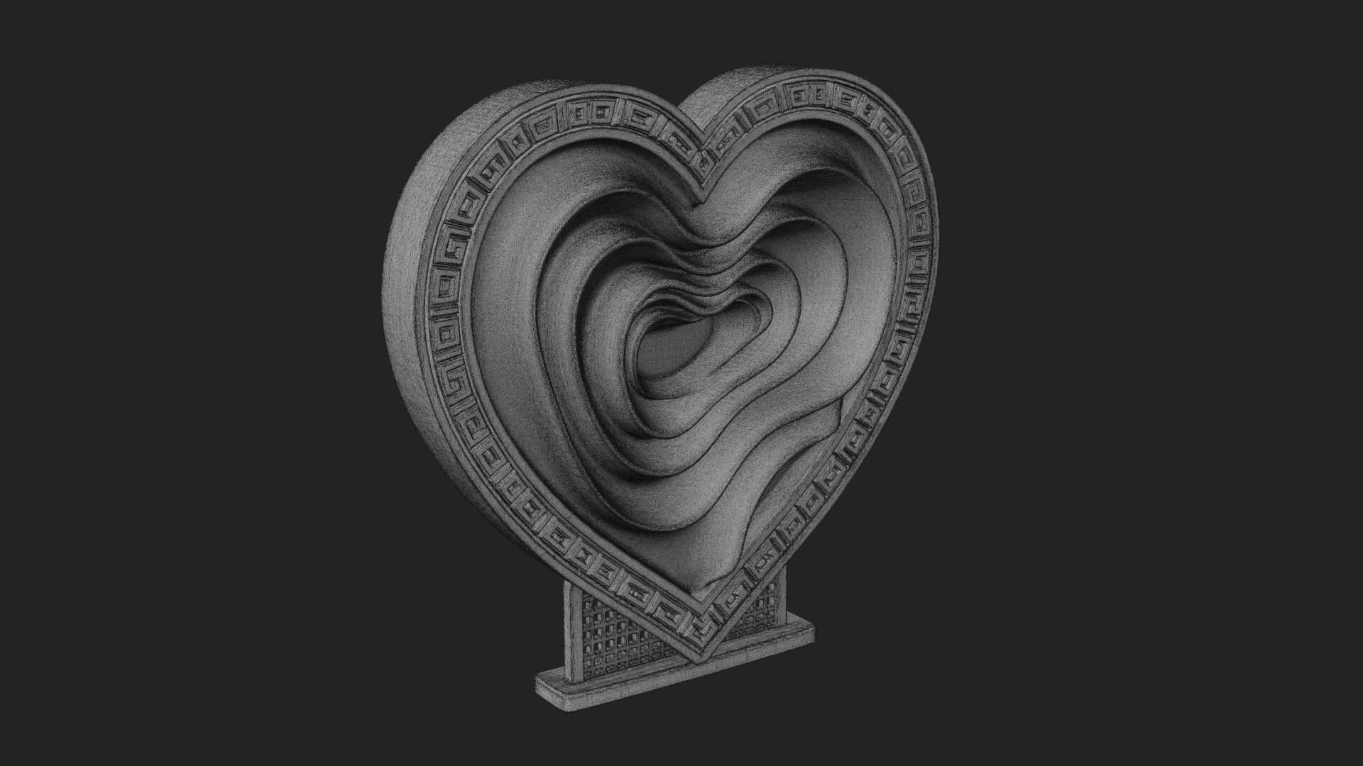 Ornate Framed Heart Plaque Design 234 3D Print Model 3D Model