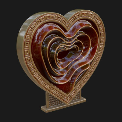 Ornate Framed Heart Plaque Design 234 3D Print Model
