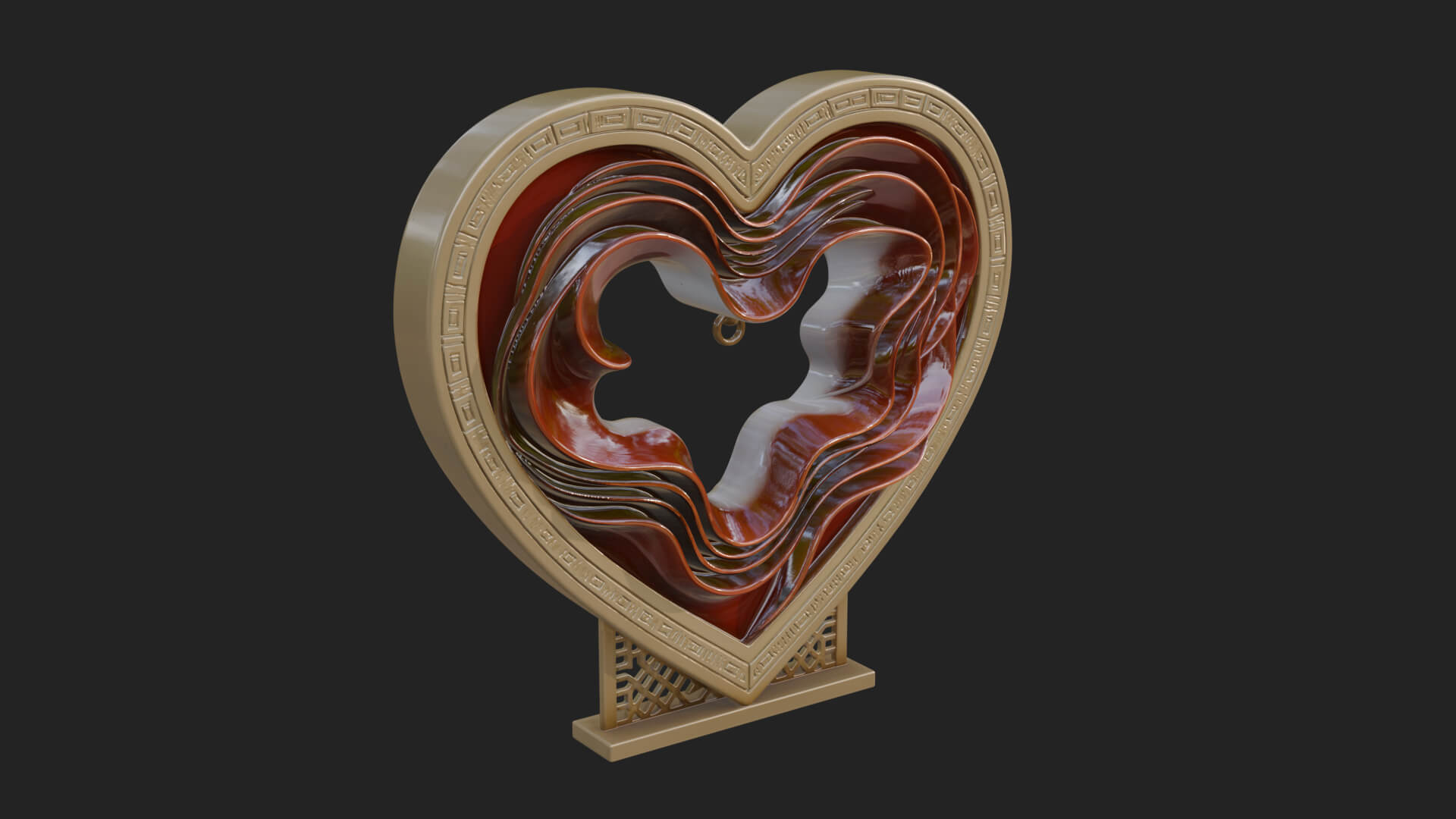 Ornate Framed Heart Plaque Design 235 3D Print Model 3D Model