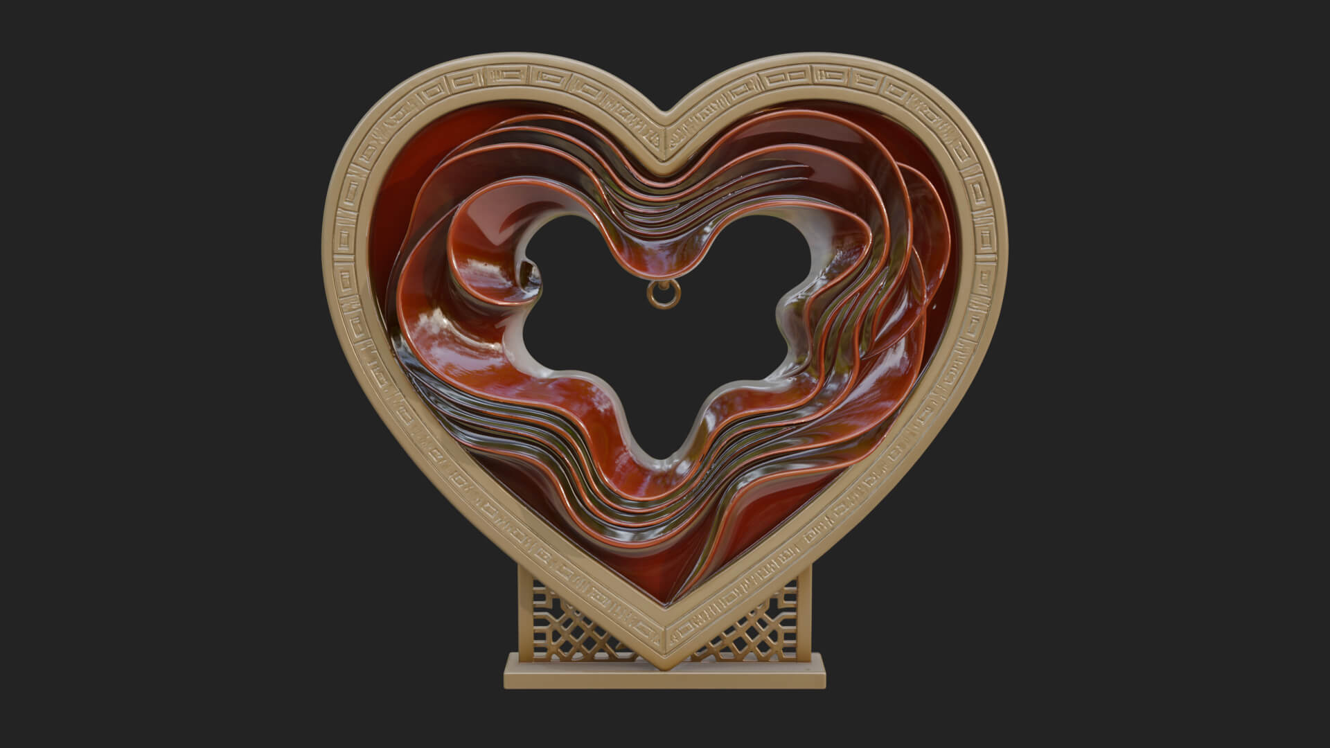 Ornate Framed Heart Plaque Design 235 3D Print Model 3D Model