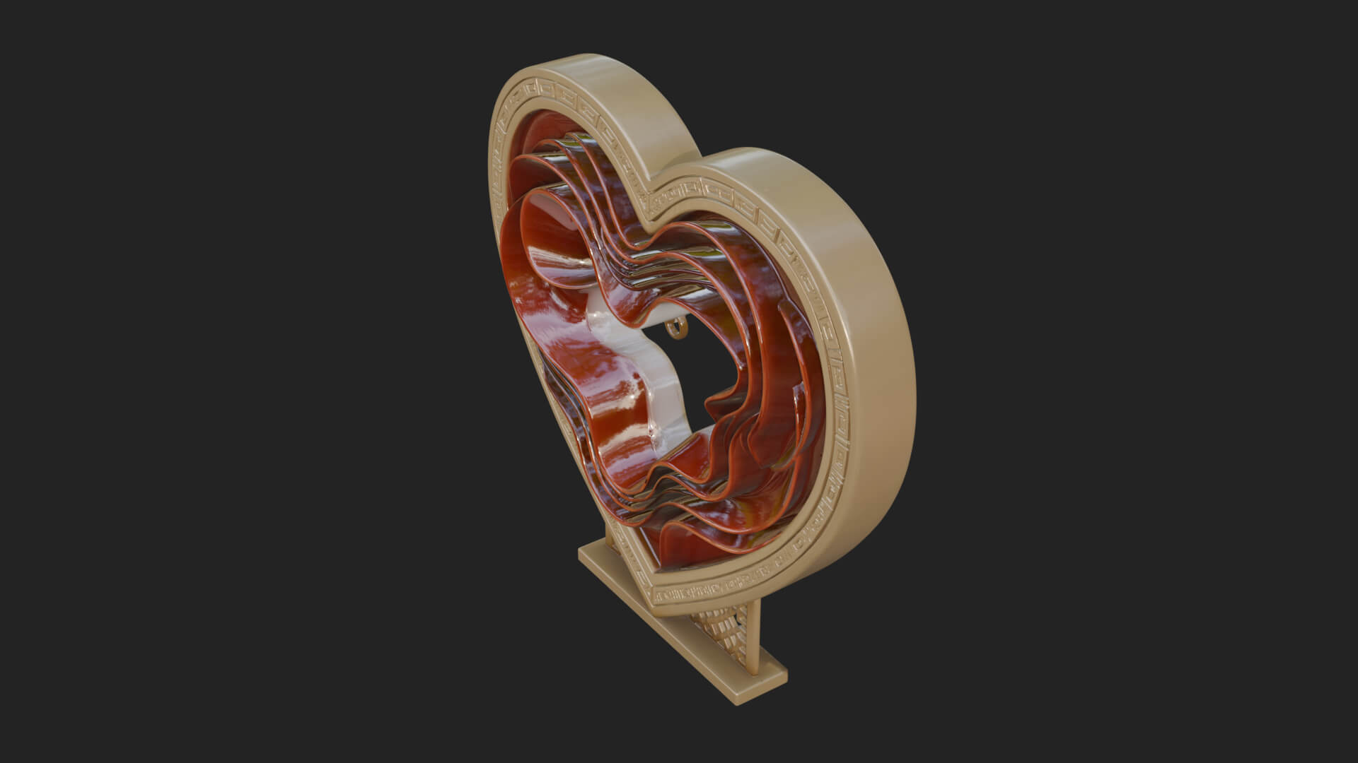 Ornate Framed Heart Plaque Design 235 3D Print Model 3D Model