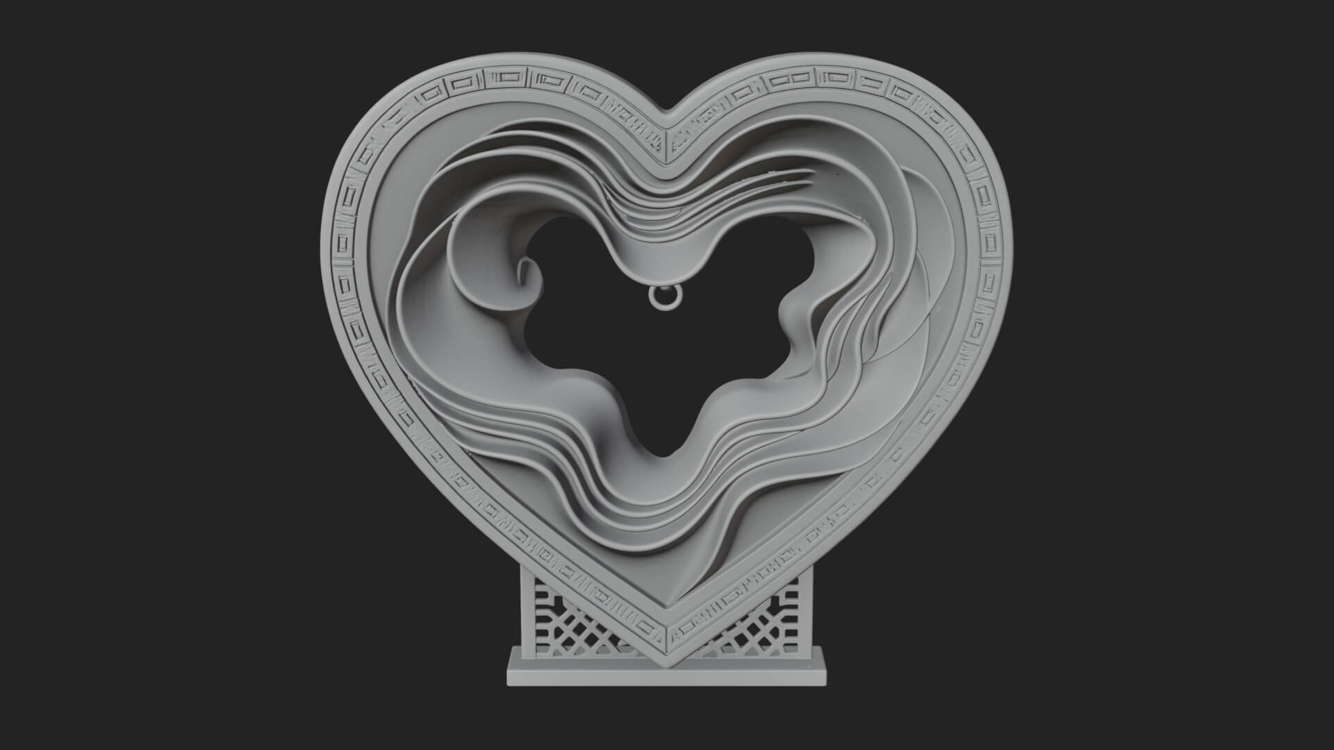 Ornate Framed Heart Plaque Design 235 3D Print Model 3D Model