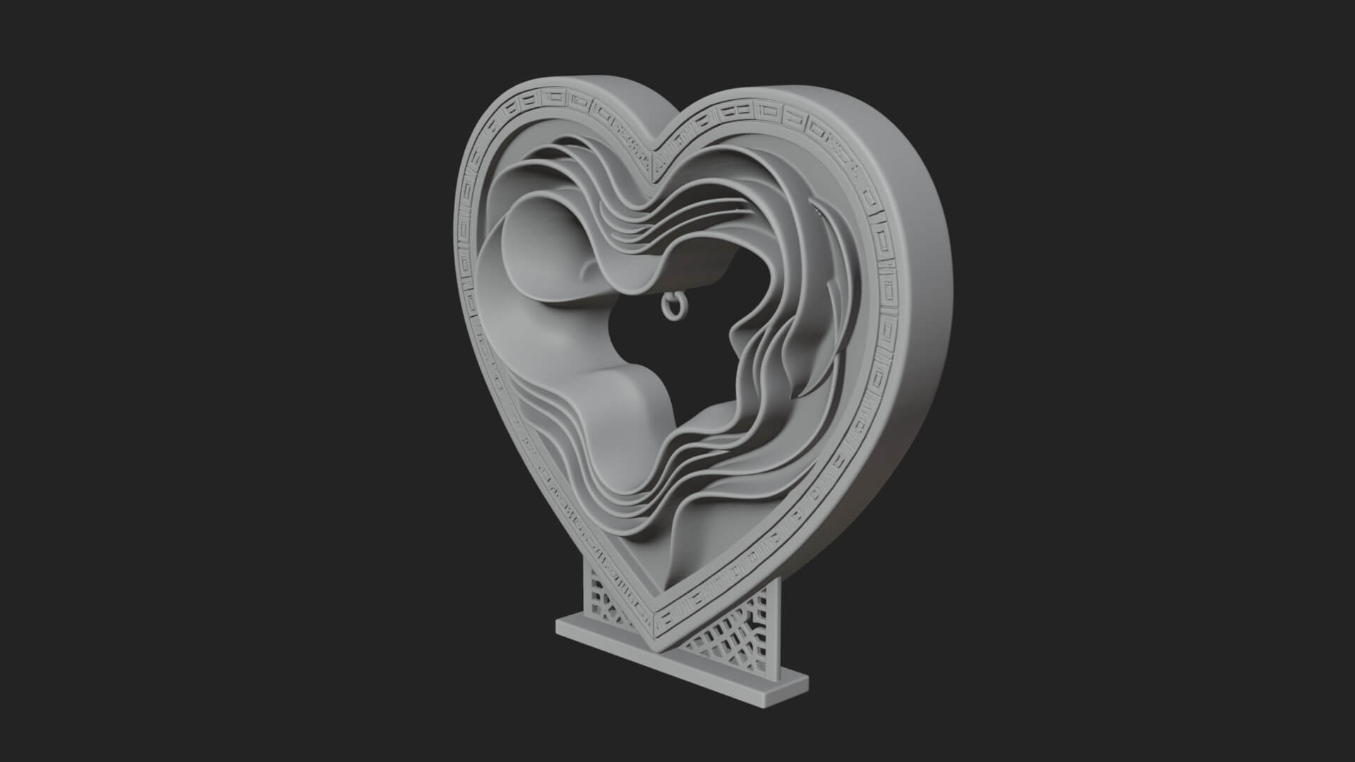 Ornate Framed Heart Plaque Design 235 3D Print Model 3D Model