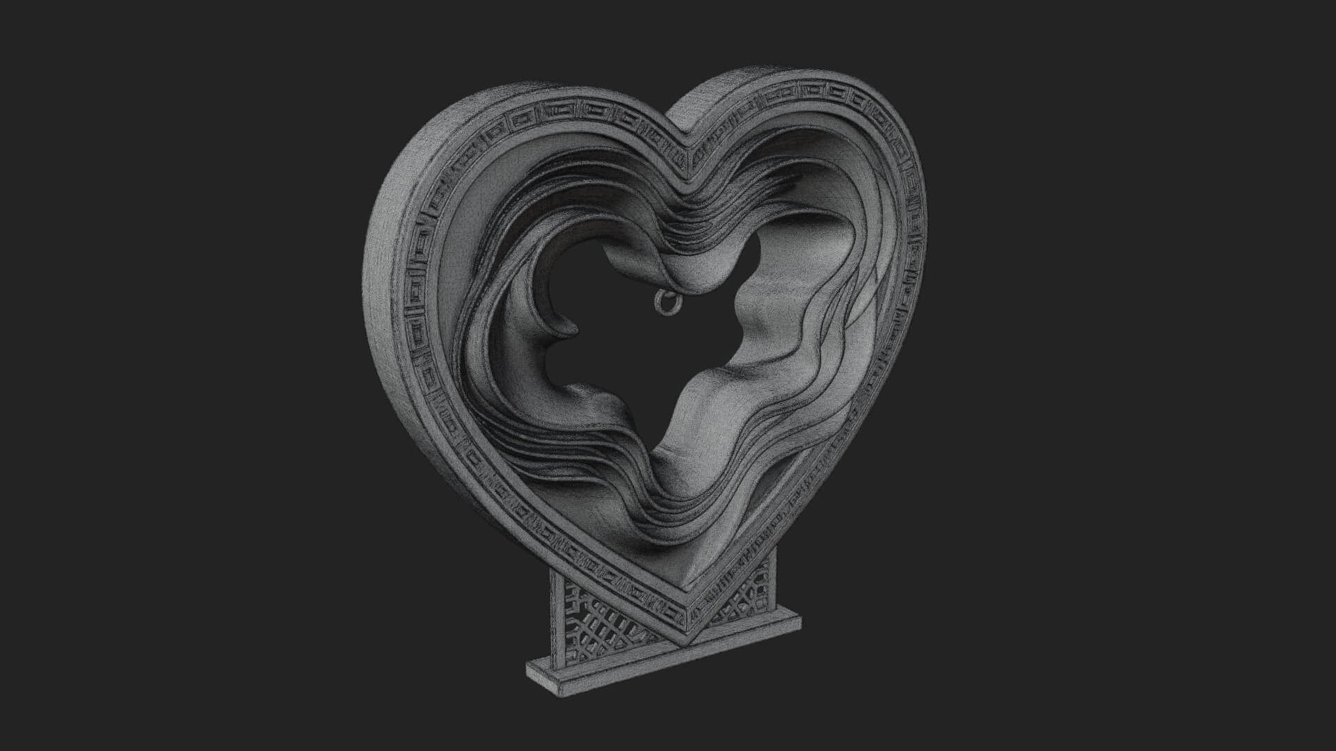 Ornate Framed Heart Plaque Design 235 3D Print Model 3D Model