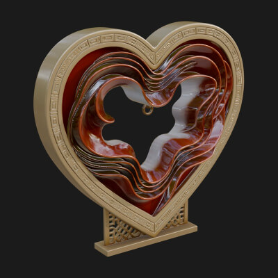 Ornate Framed Heart Plaque Design 235 3D Print Model