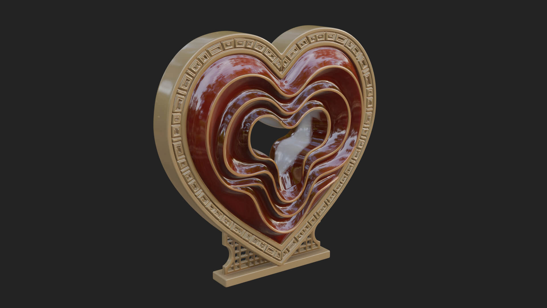 Ornate Framed Heart Plaque Design 236 3D Print Model 3D Model