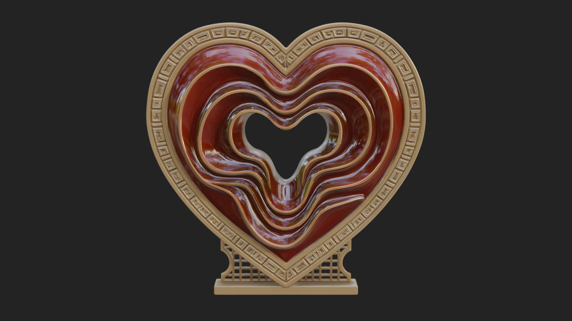 Ornate Framed Heart Plaque Design 236 3D Print Model 3D Model