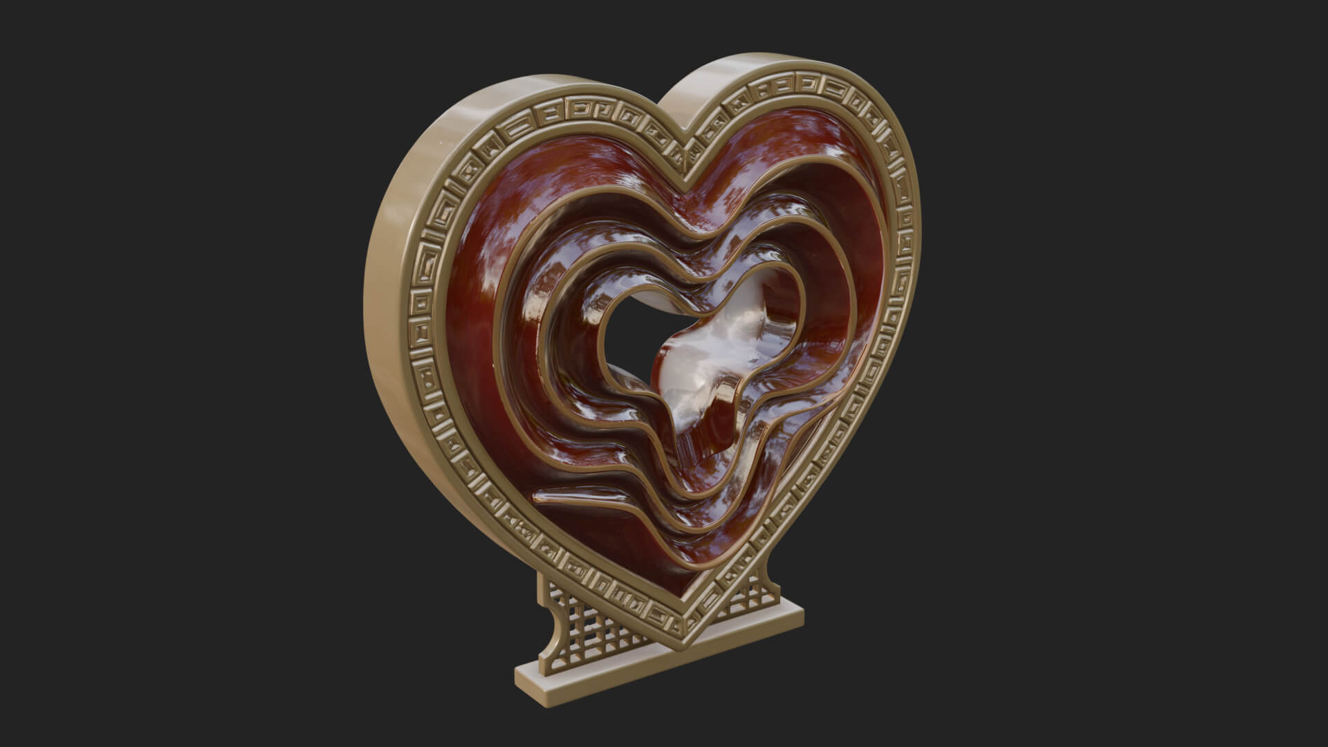 Ornate Framed Heart Plaque Design 236 3D Print Model 3D Model
