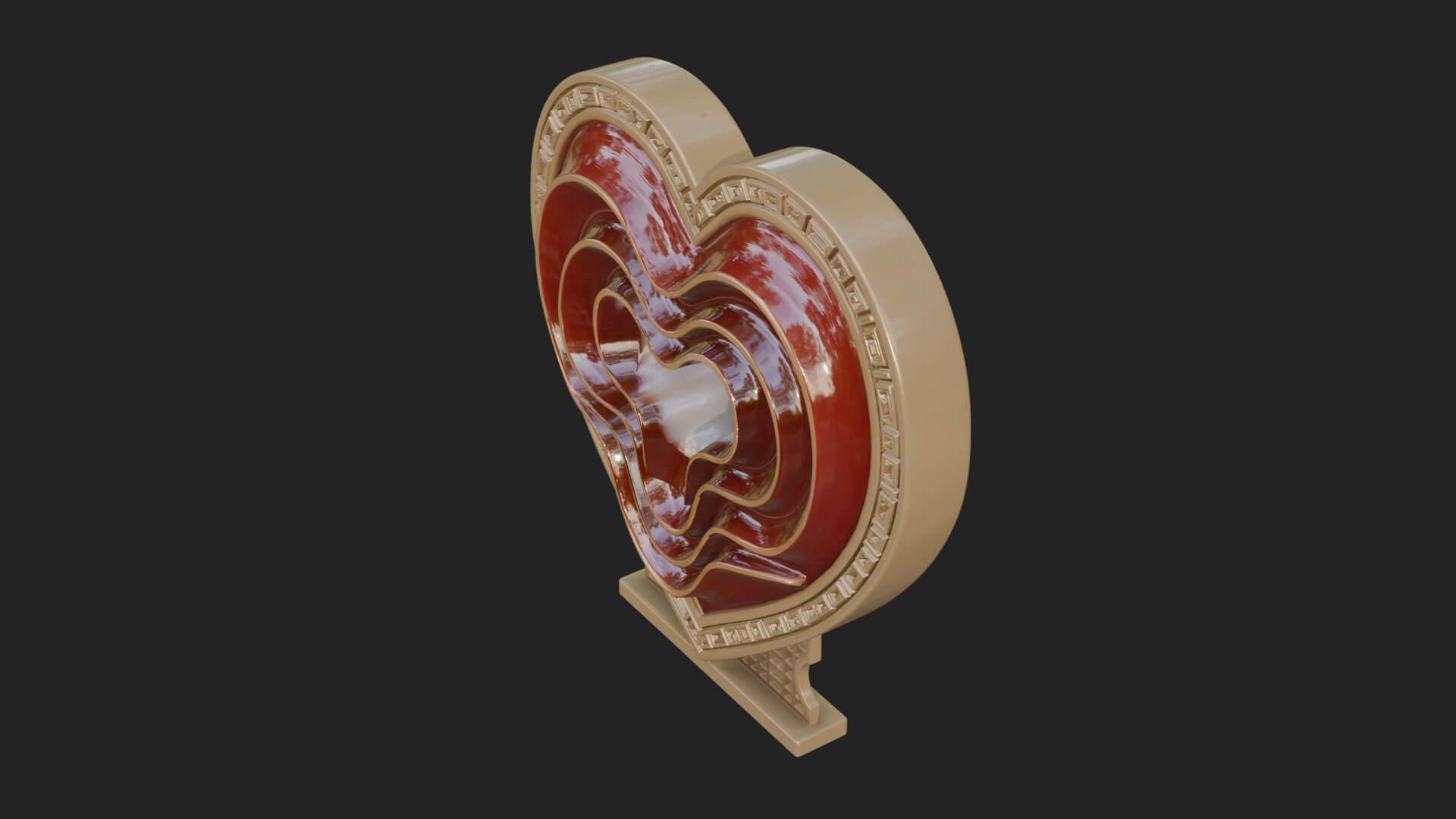 Ornate Framed Heart Plaque Design 236 3D Print Model 3D Model