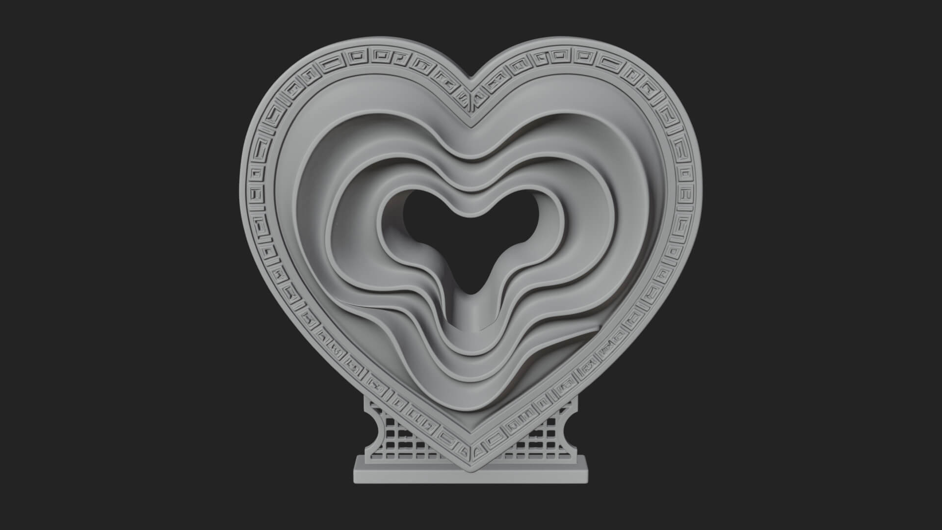 Ornate Framed Heart Plaque Design 236 3D Print Model 3D Model