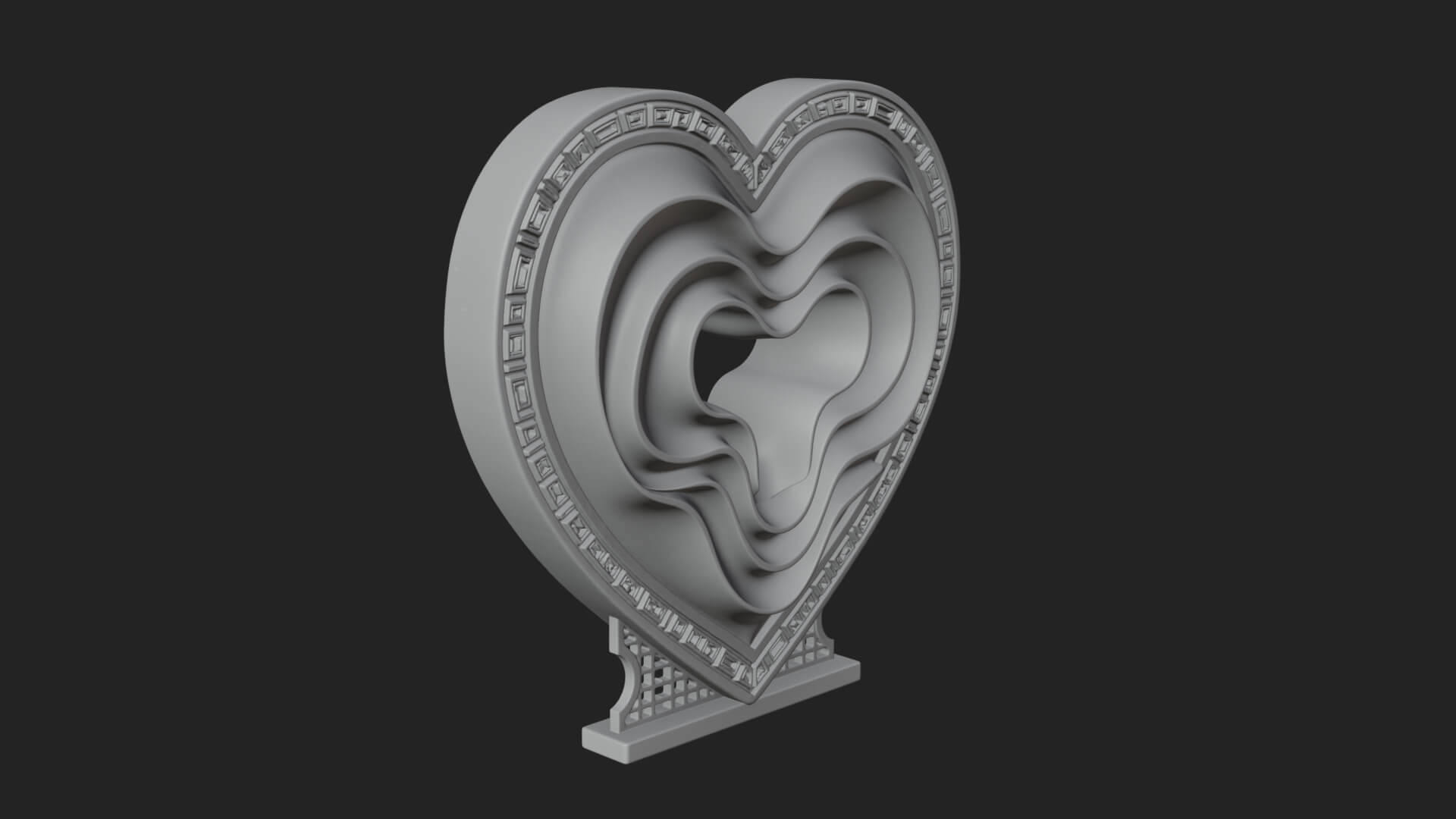 Ornate Framed Heart Plaque Design 236 3D Print Model 3D Model