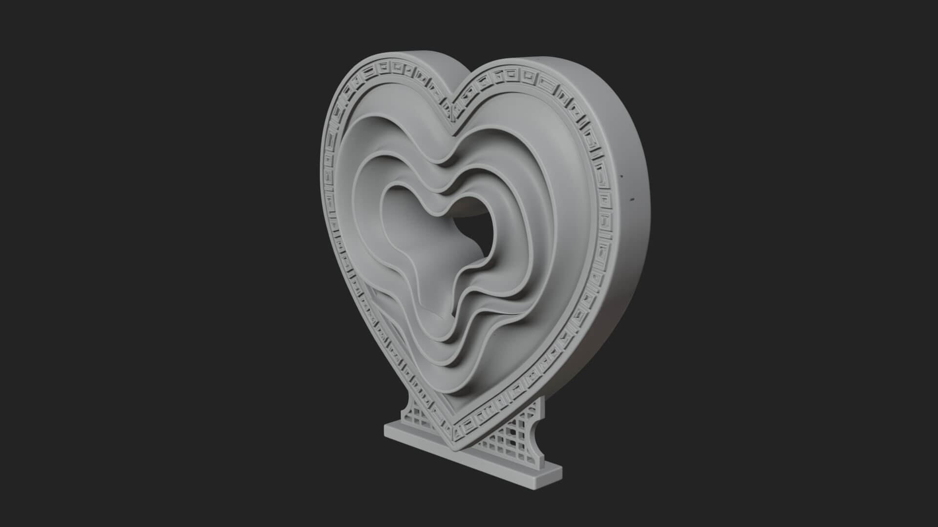Ornate Framed Heart Plaque Design 236 3D Print Model 3D Model