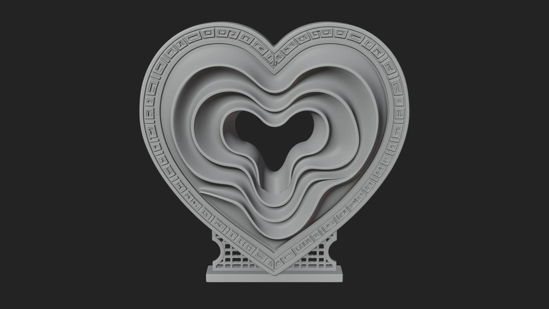 Ornate Framed Heart Plaque Design 236 3D Print Model 3D Model