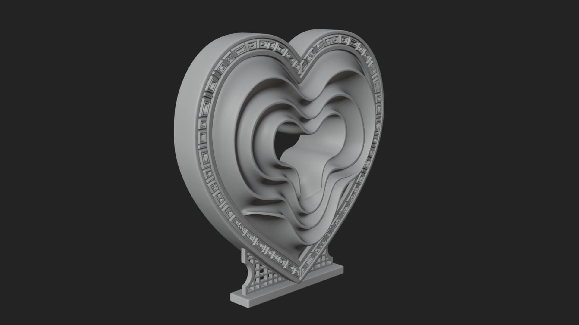 Ornate Framed Heart Plaque Design 236 3D Print Model 3D Model