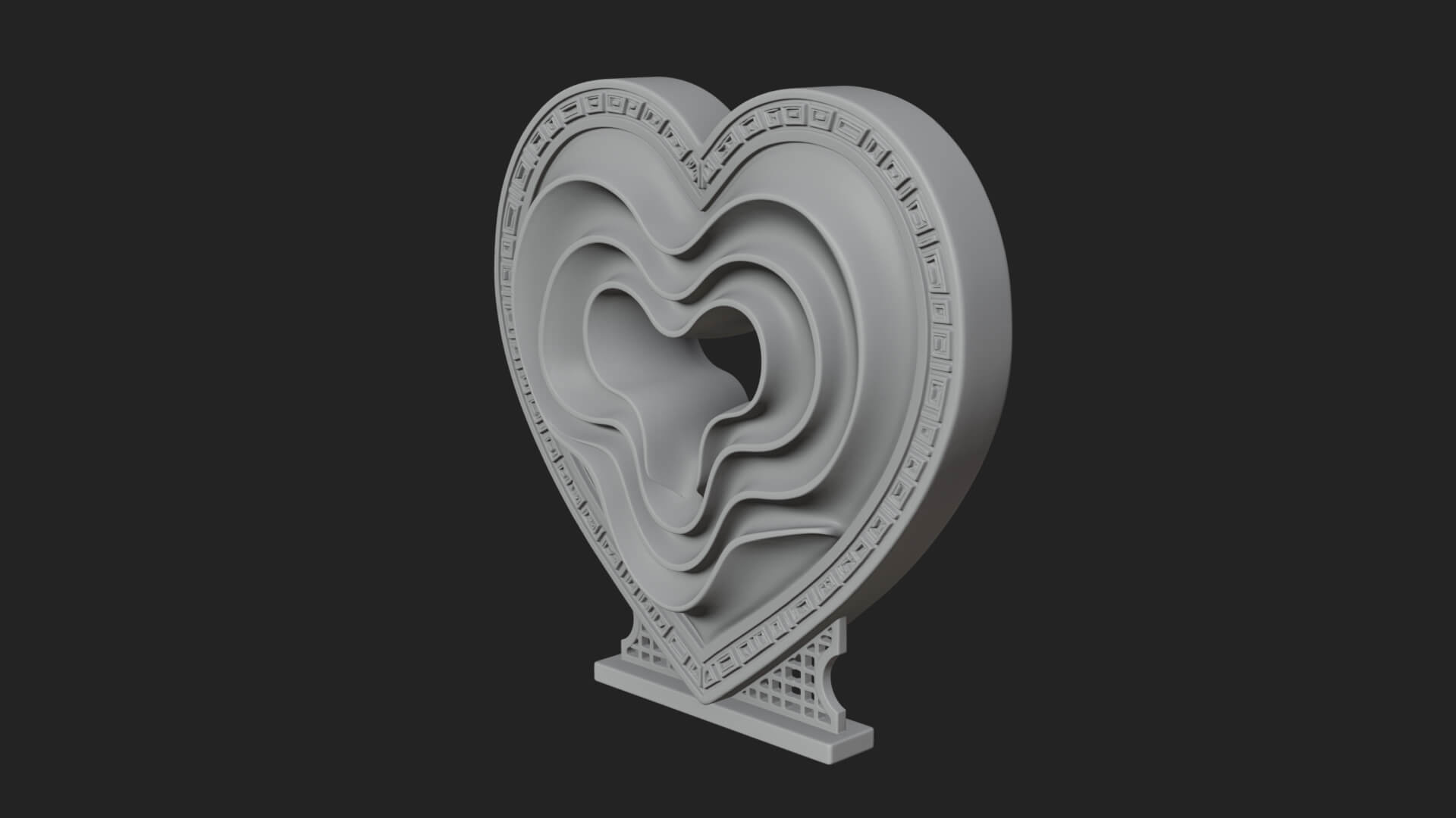Ornate Framed Heart Plaque Design 236 3D Print Model 3D Model