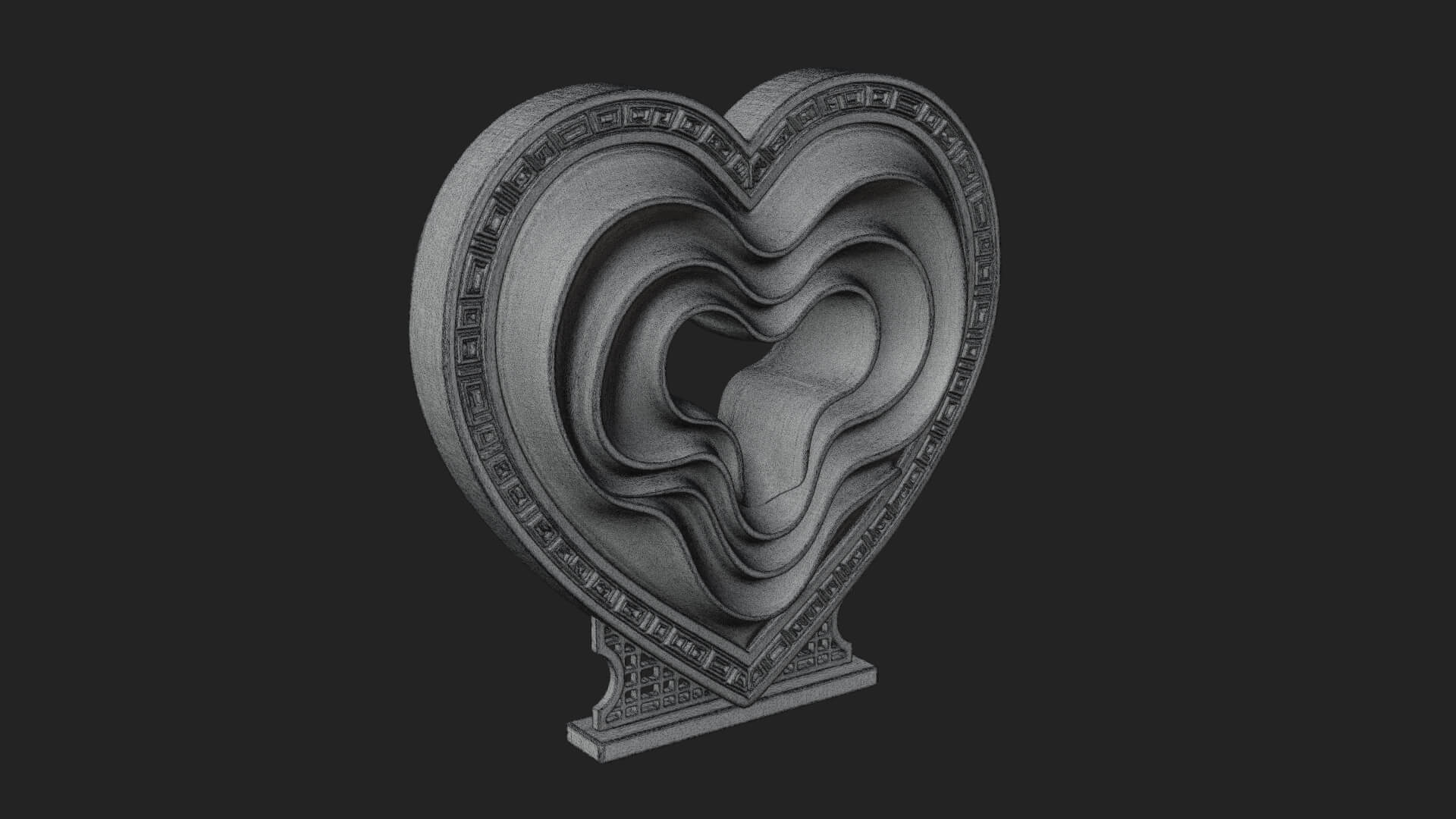 Ornate Framed Heart Plaque Design 236 3D Print Model 3D Model