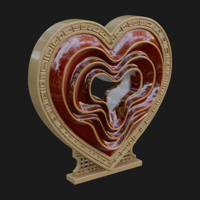 Ornate Framed Heart Plaque Design 236 3D Print Model