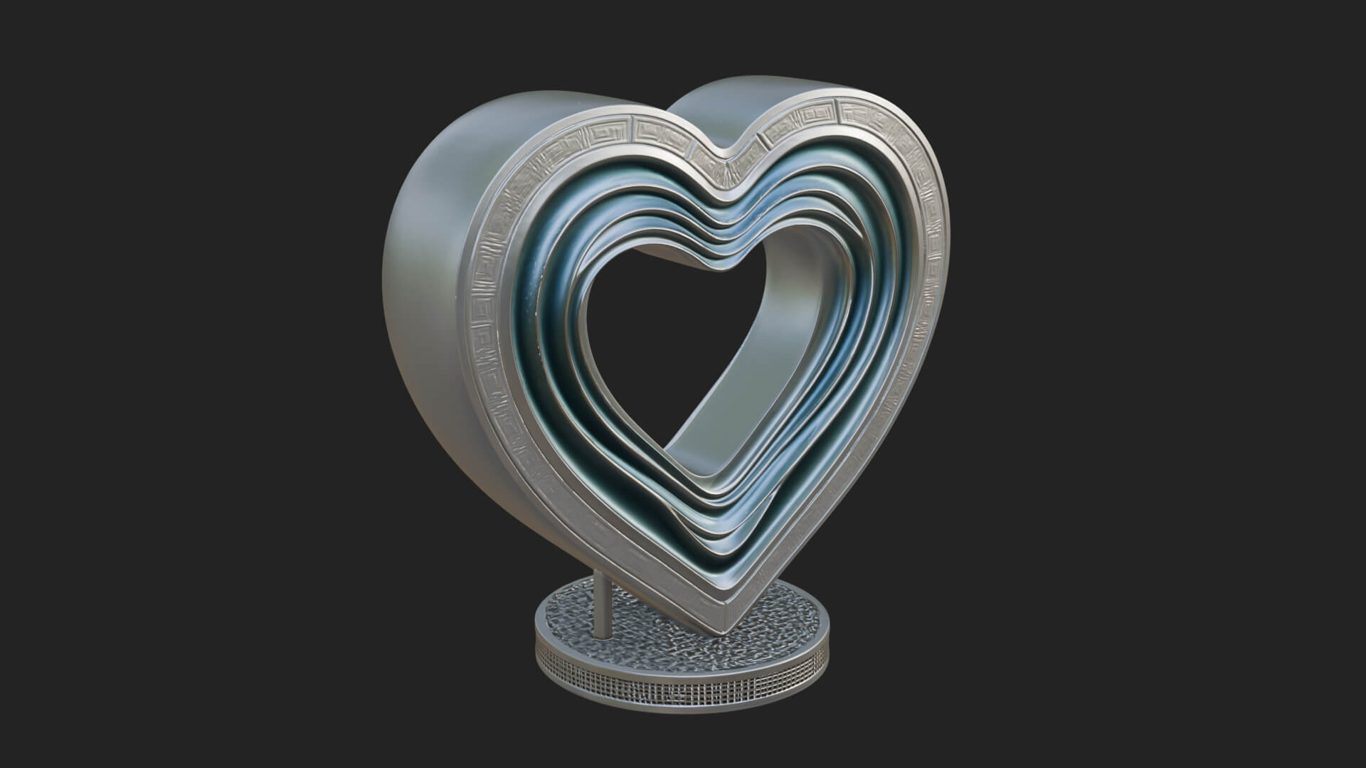 Ornate Framed Heart Plaque Design 237 3D Print Model 3D Model