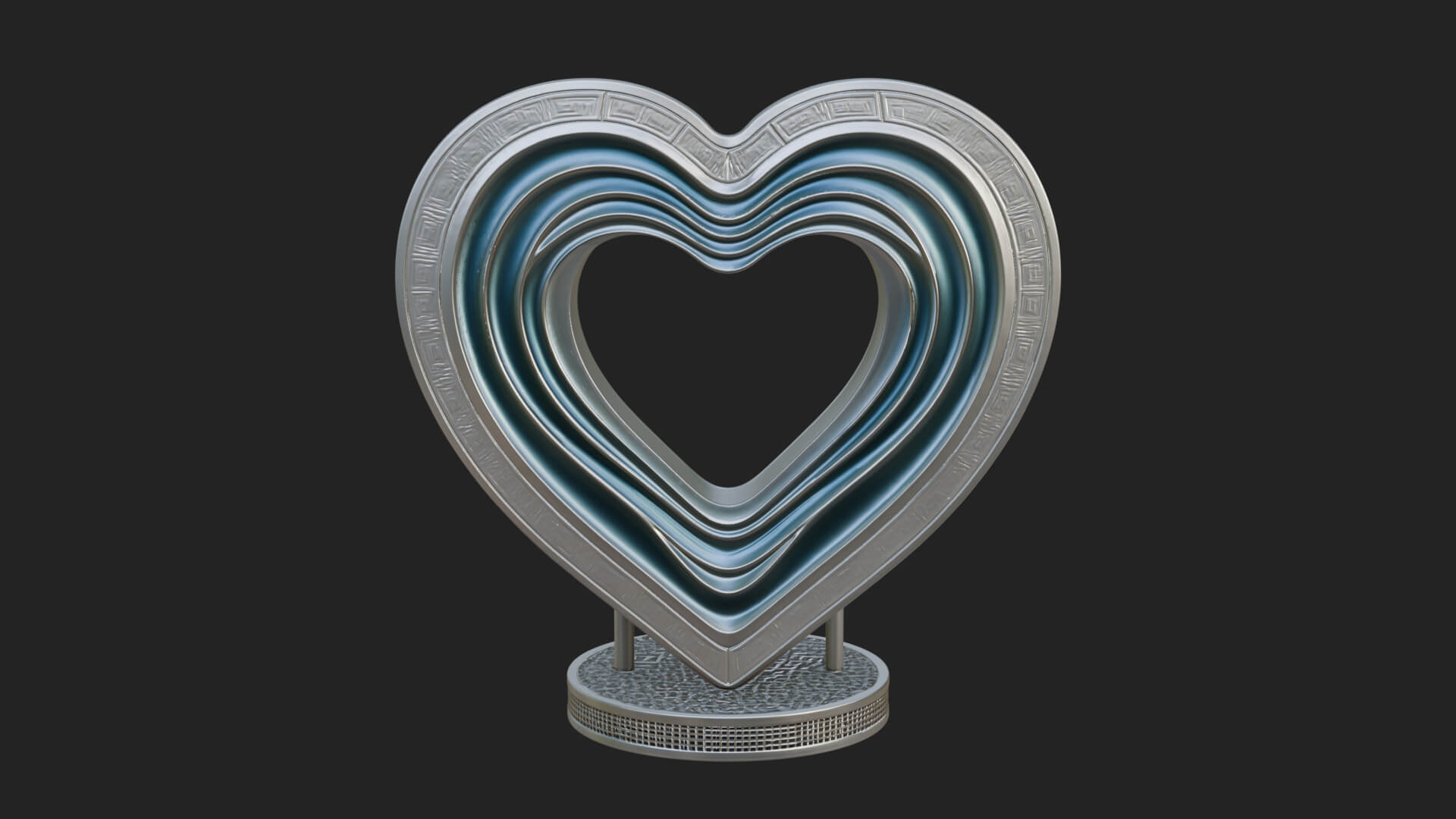 Ornate Framed Heart Plaque Design 237 3D Print Model 3D Model