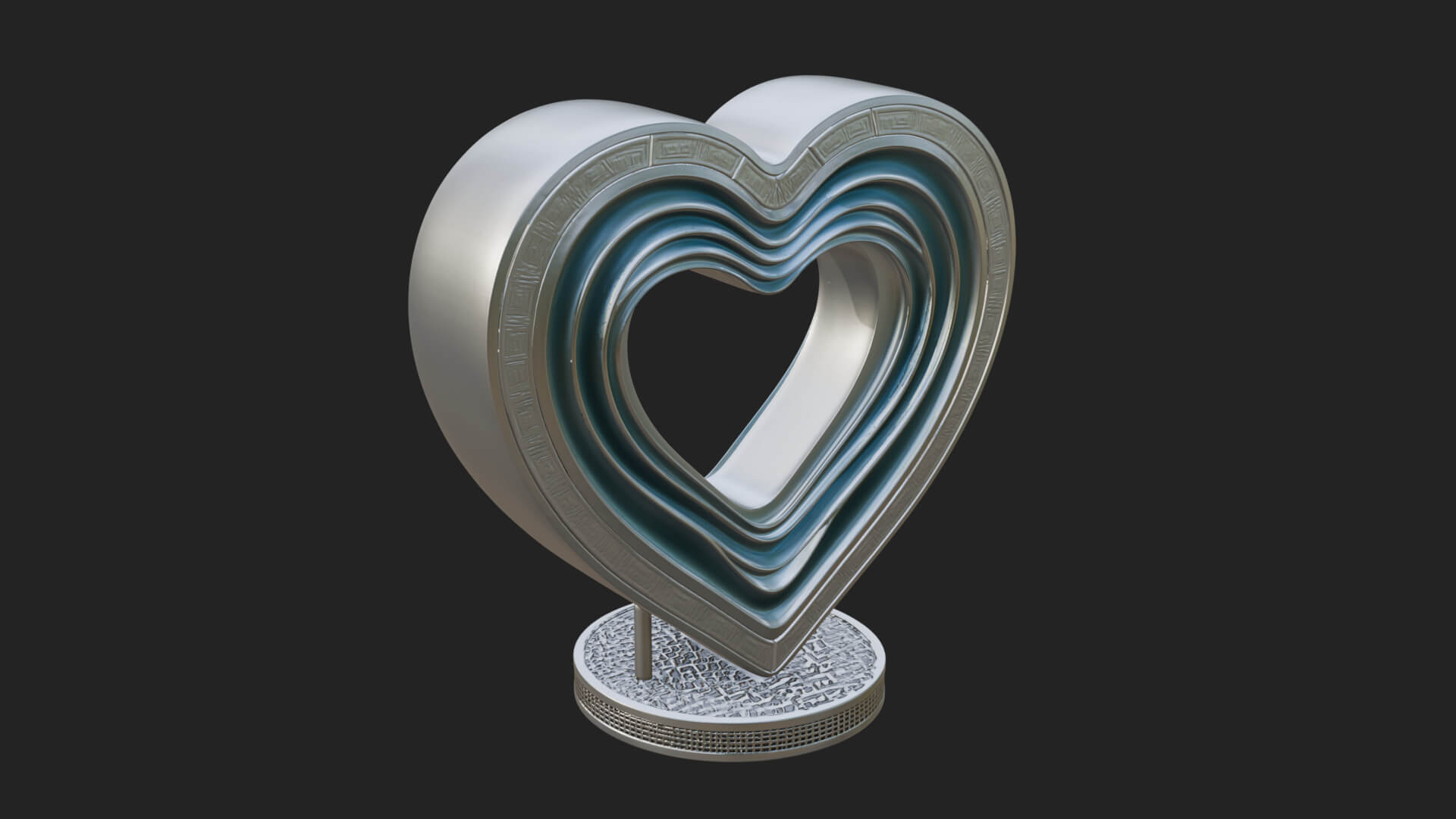 Ornate Framed Heart Plaque Design 237 3D Print Model 3D Model