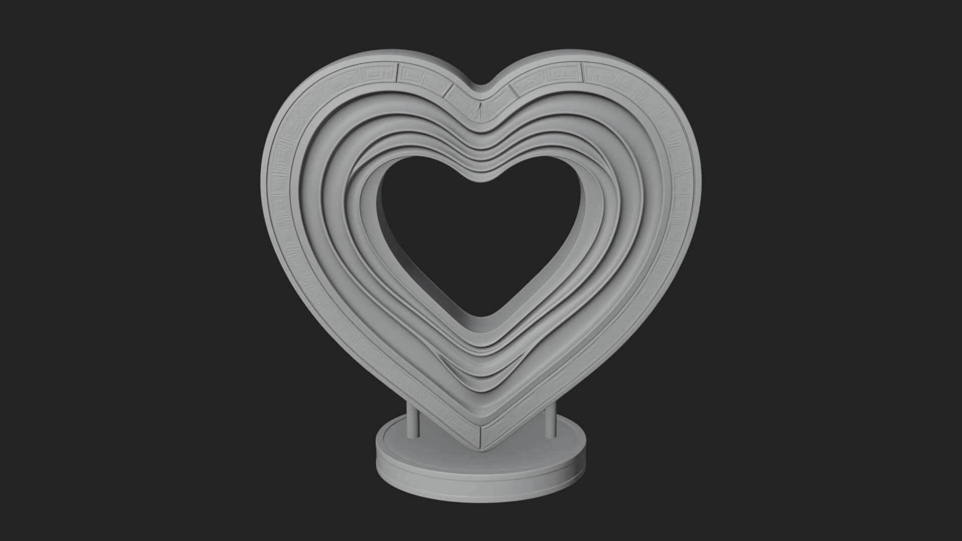 Ornate Framed Heart Plaque Design 237 3D Print Model 3D Model