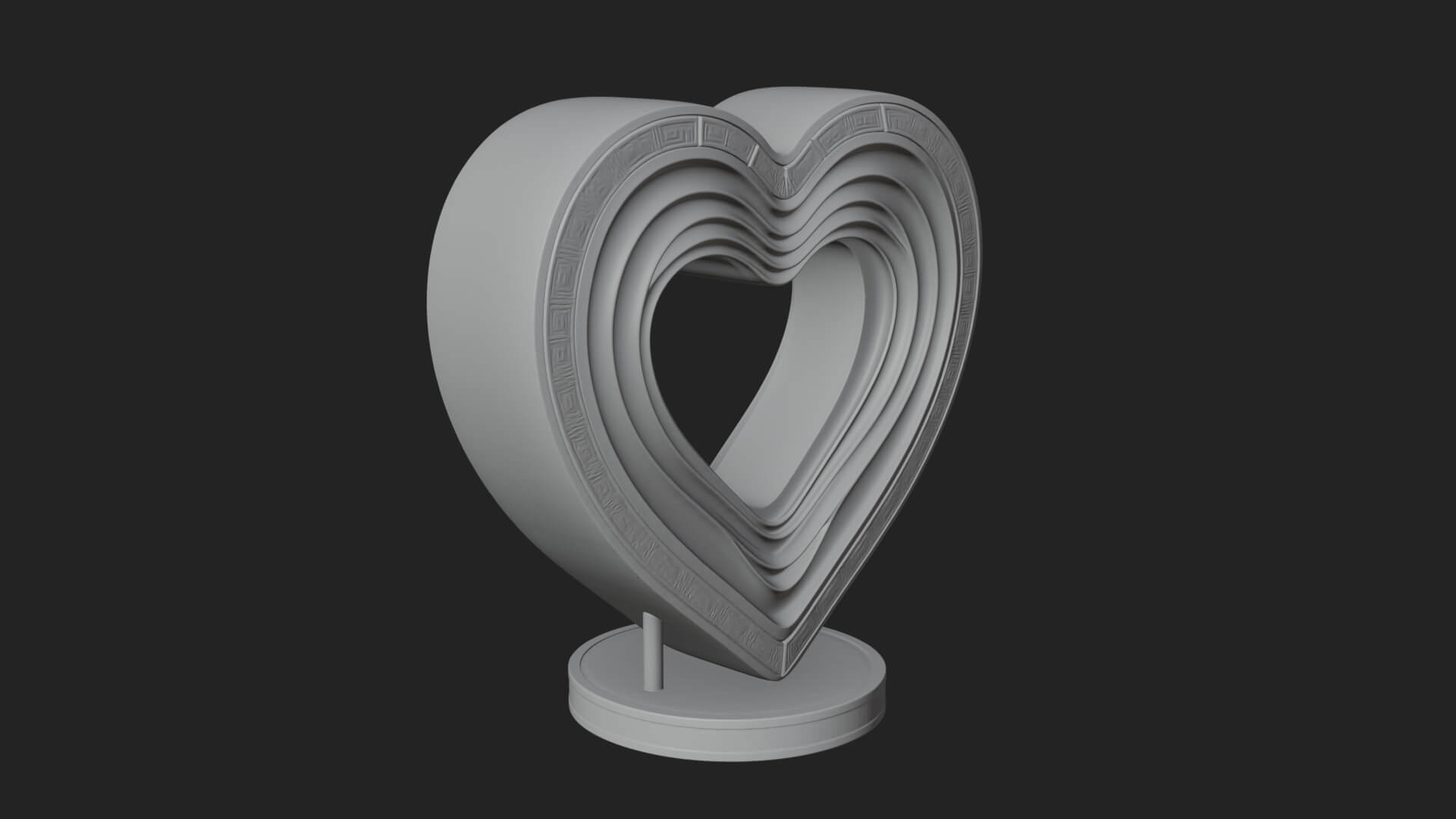 Ornate Framed Heart Plaque Design 237 3D Print Model 3D Model