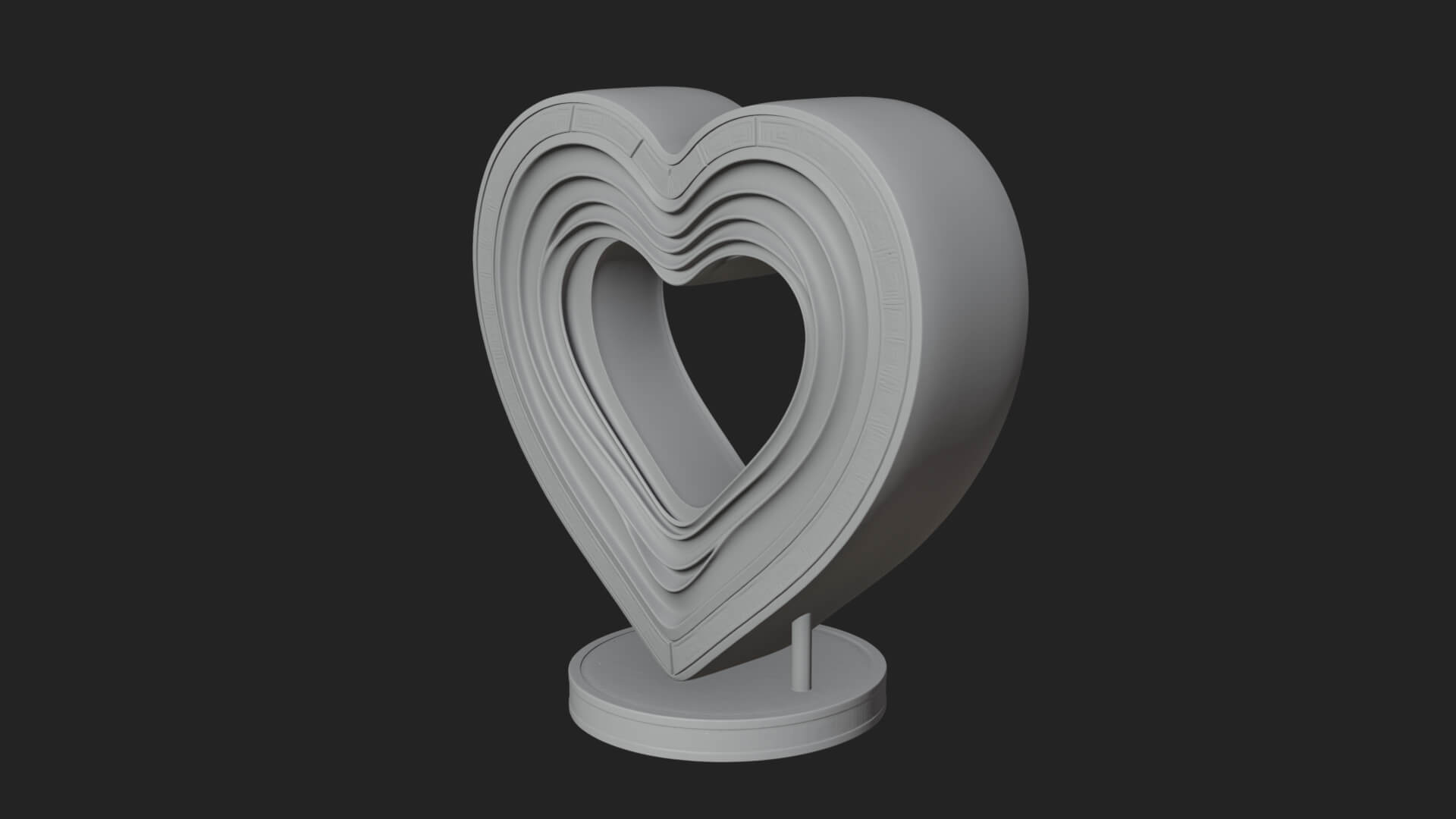 Ornate Framed Heart Plaque Design 237 3D Print Model 3D Model