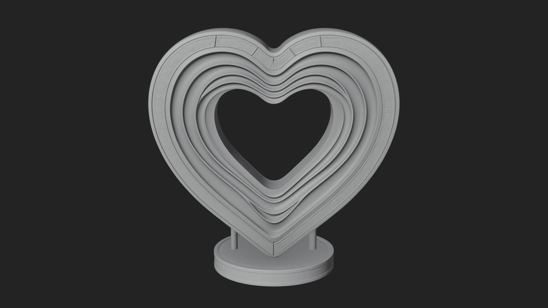 Ornate Framed Heart Plaque Design 237 3D Print Model 3D Model