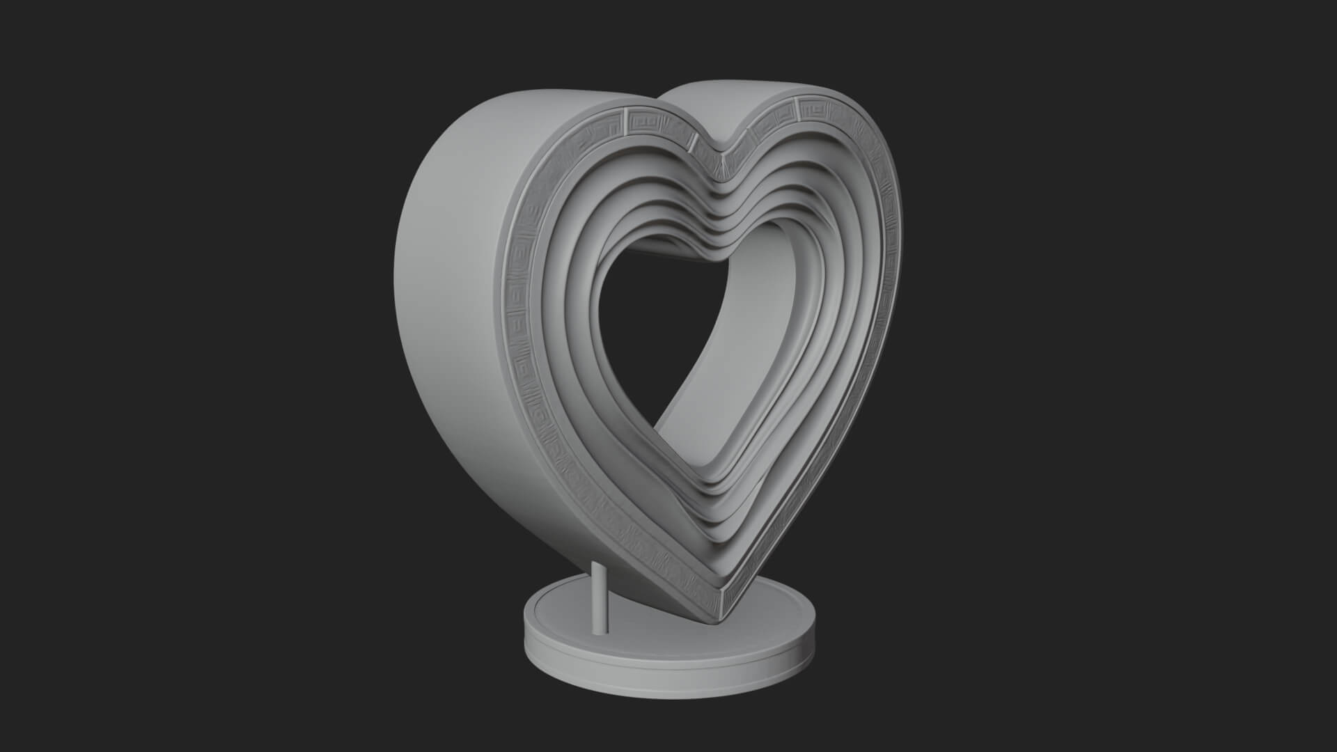 Ornate Framed Heart Plaque Design 237 3D Print Model 3D Model