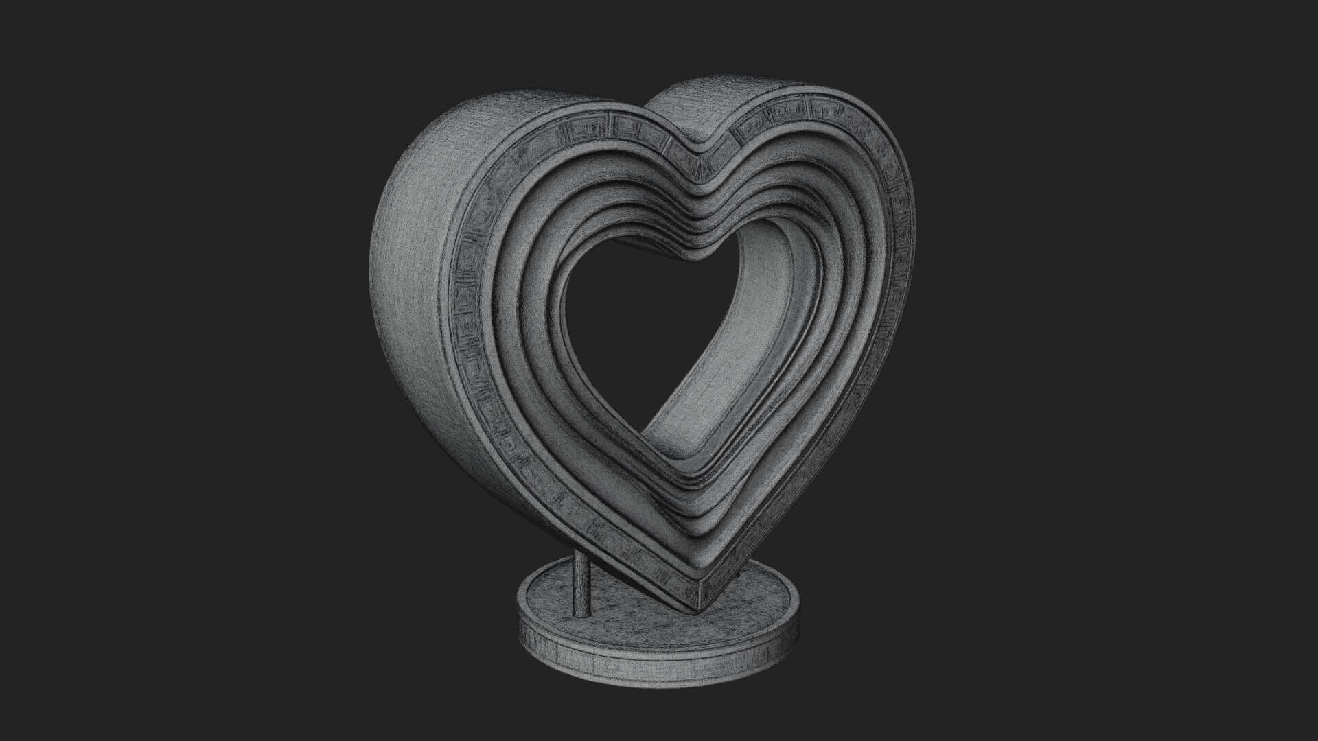 Ornate Framed Heart Plaque Design 237 3D Print Model 3D Model