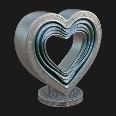 Ornate Framed Heart Plaque Design 237 3D Print Model
