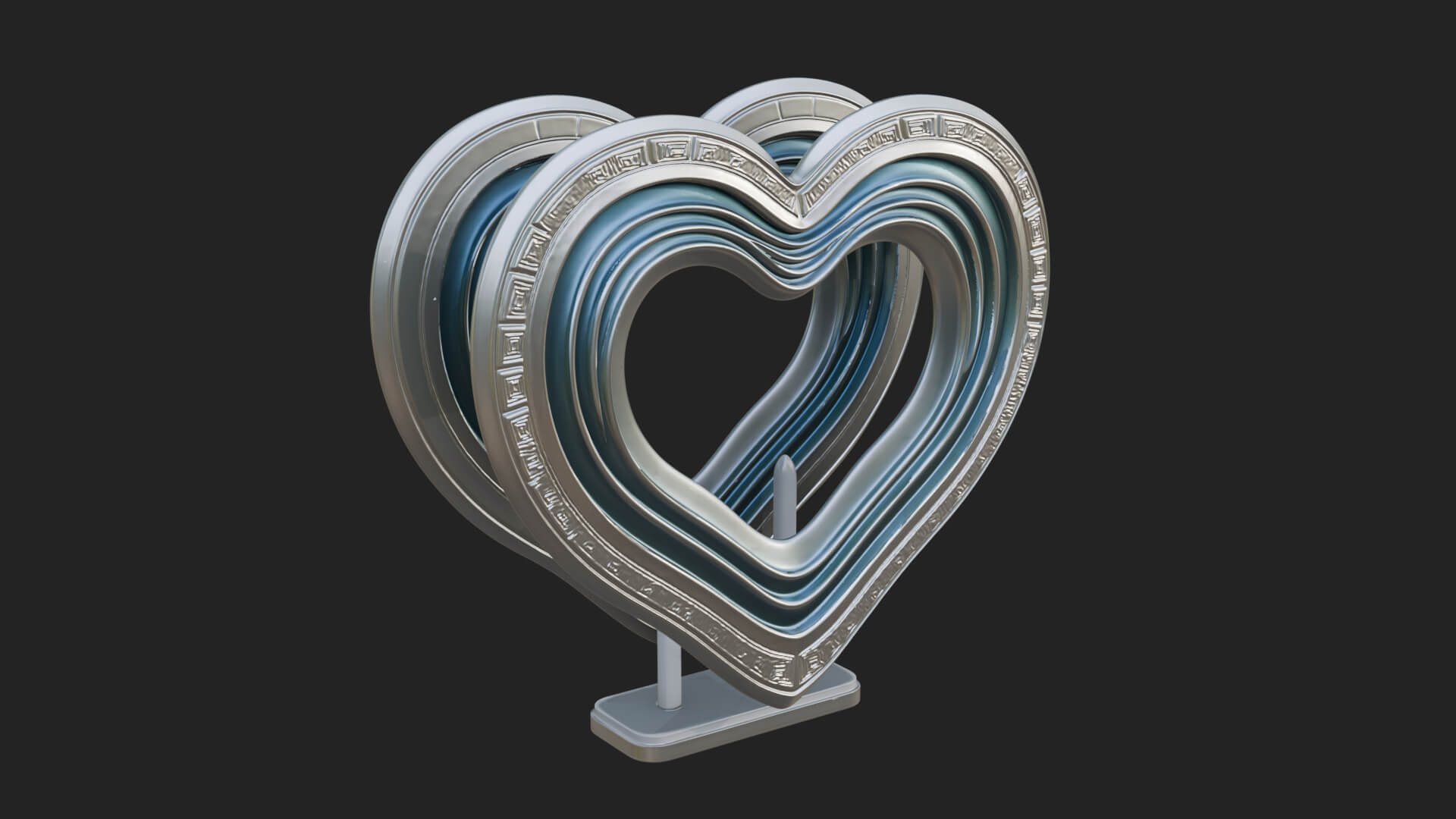Ornate Framed Heart Plaque Design 238 3D Print Model 3D Model