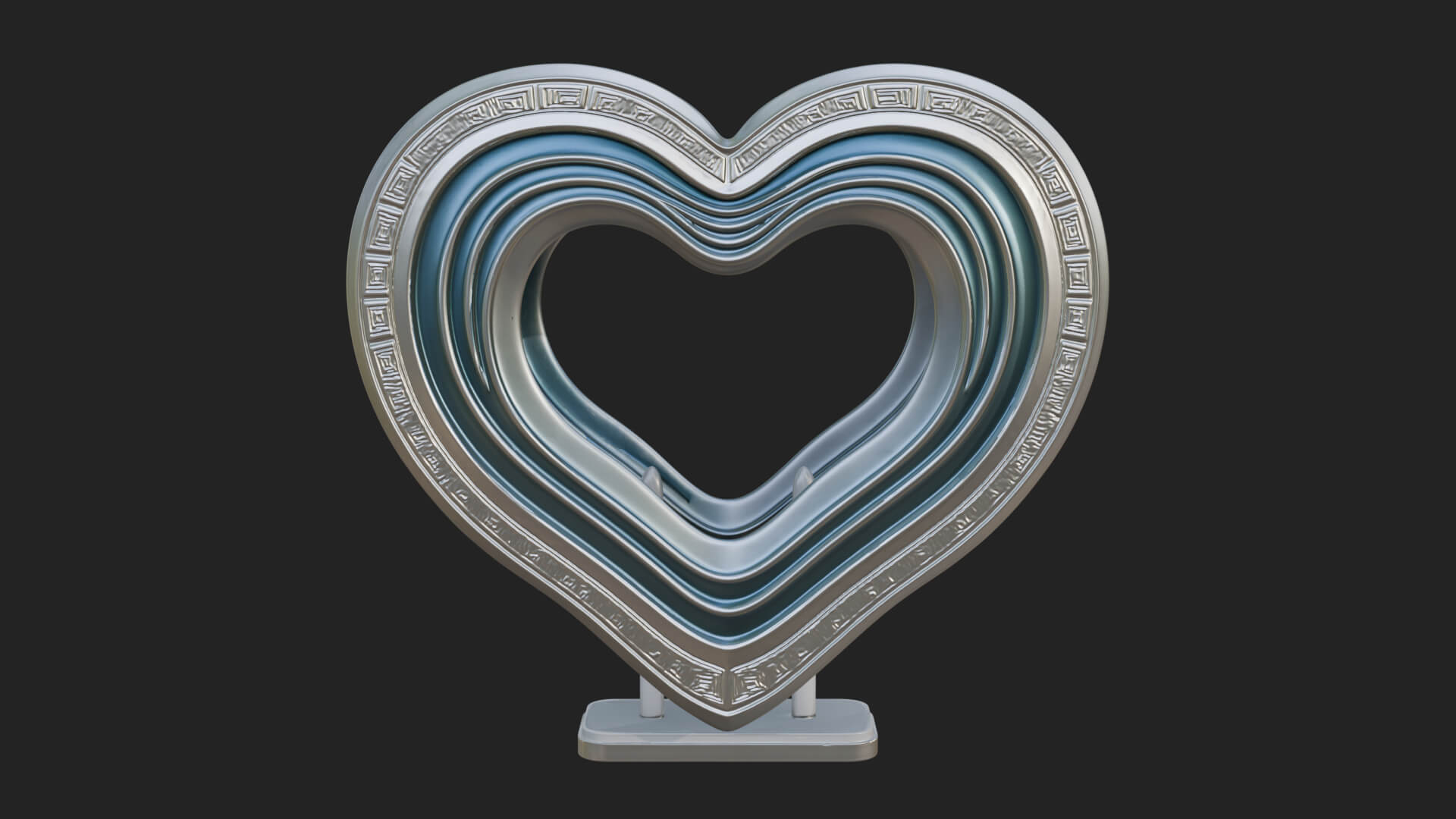 Ornate Framed Heart Plaque Design 238 3D Print Model 3D Model