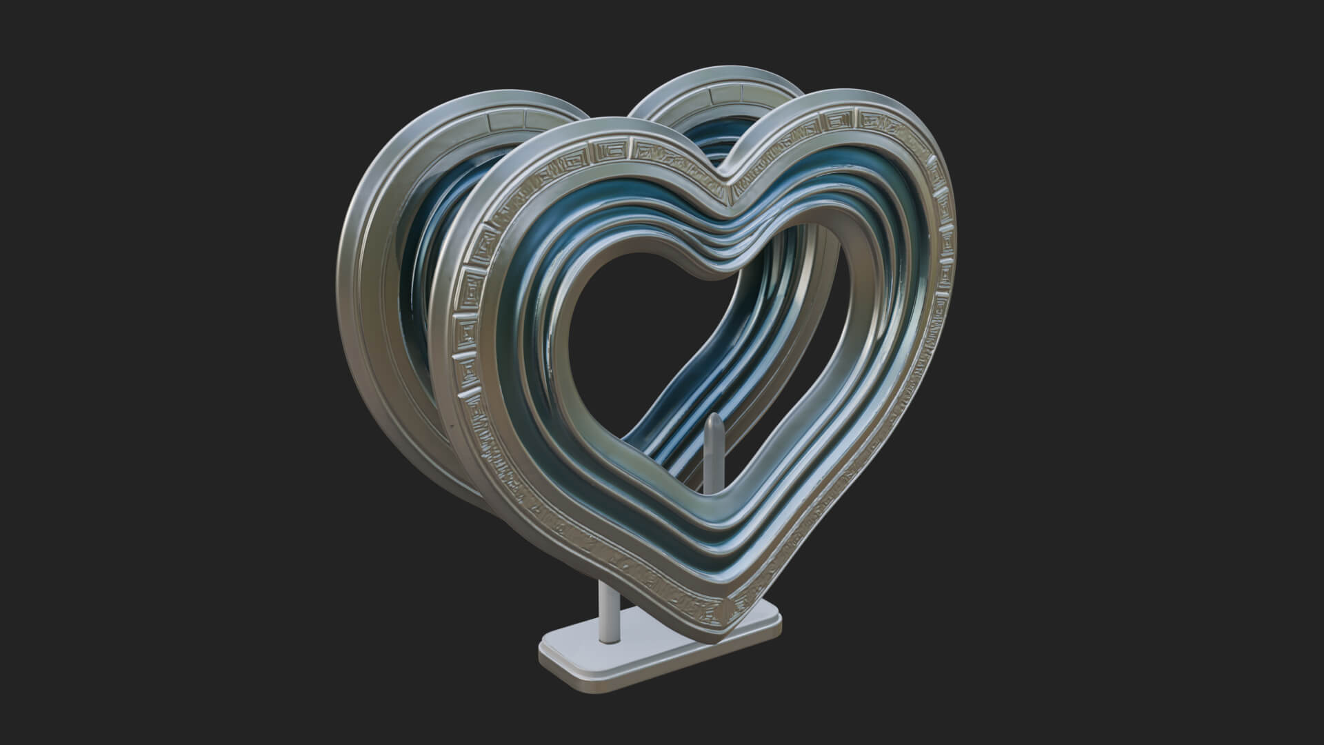 Ornate Framed Heart Plaque Design 238 3D Print Model 3D Model