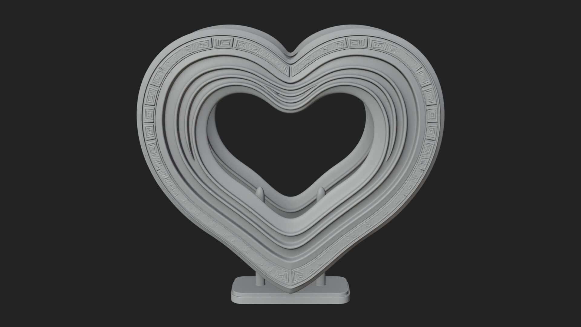 Ornate Framed Heart Plaque Design 238 3D Print Model 3D Model
