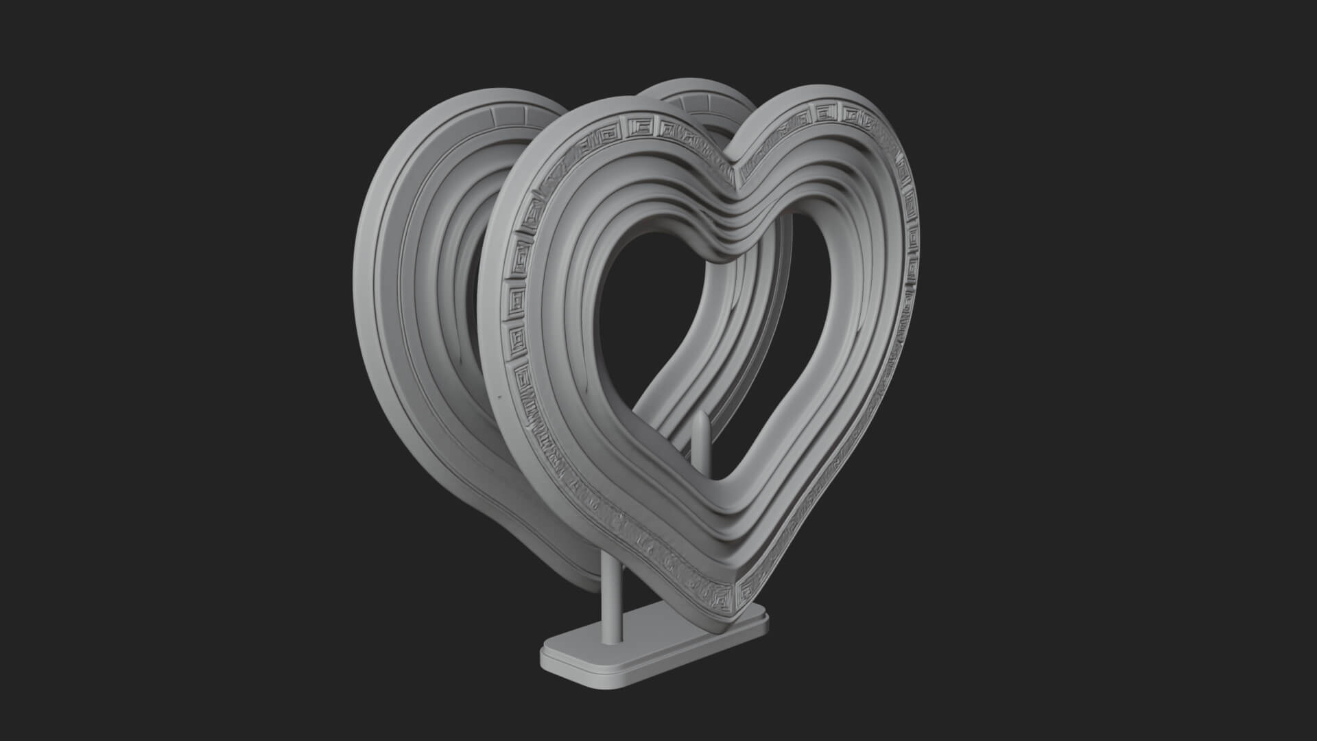 Ornate Framed Heart Plaque Design 238 3D Print Model 3D Model