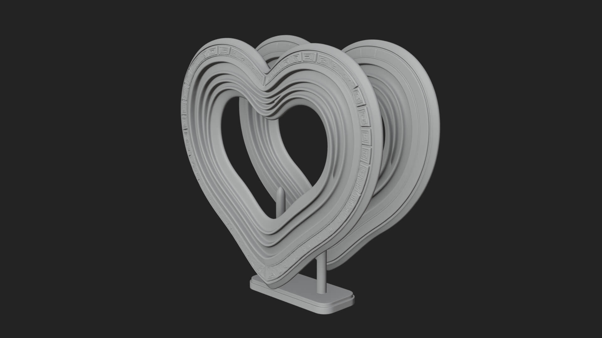Ornate Framed Heart Plaque Design 238 3D Print Model 3D Model