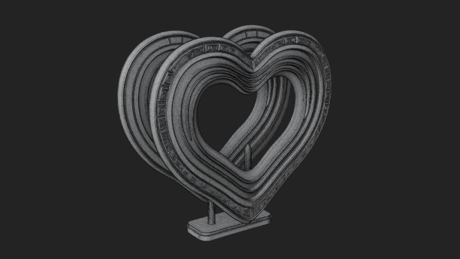Ornate Framed Heart Plaque Design 238 3D Print Model 3D Model